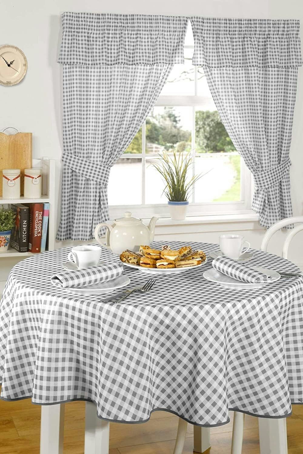 Rackhams Grey Molly Gingham Check Tablecloth - 50 X 70"