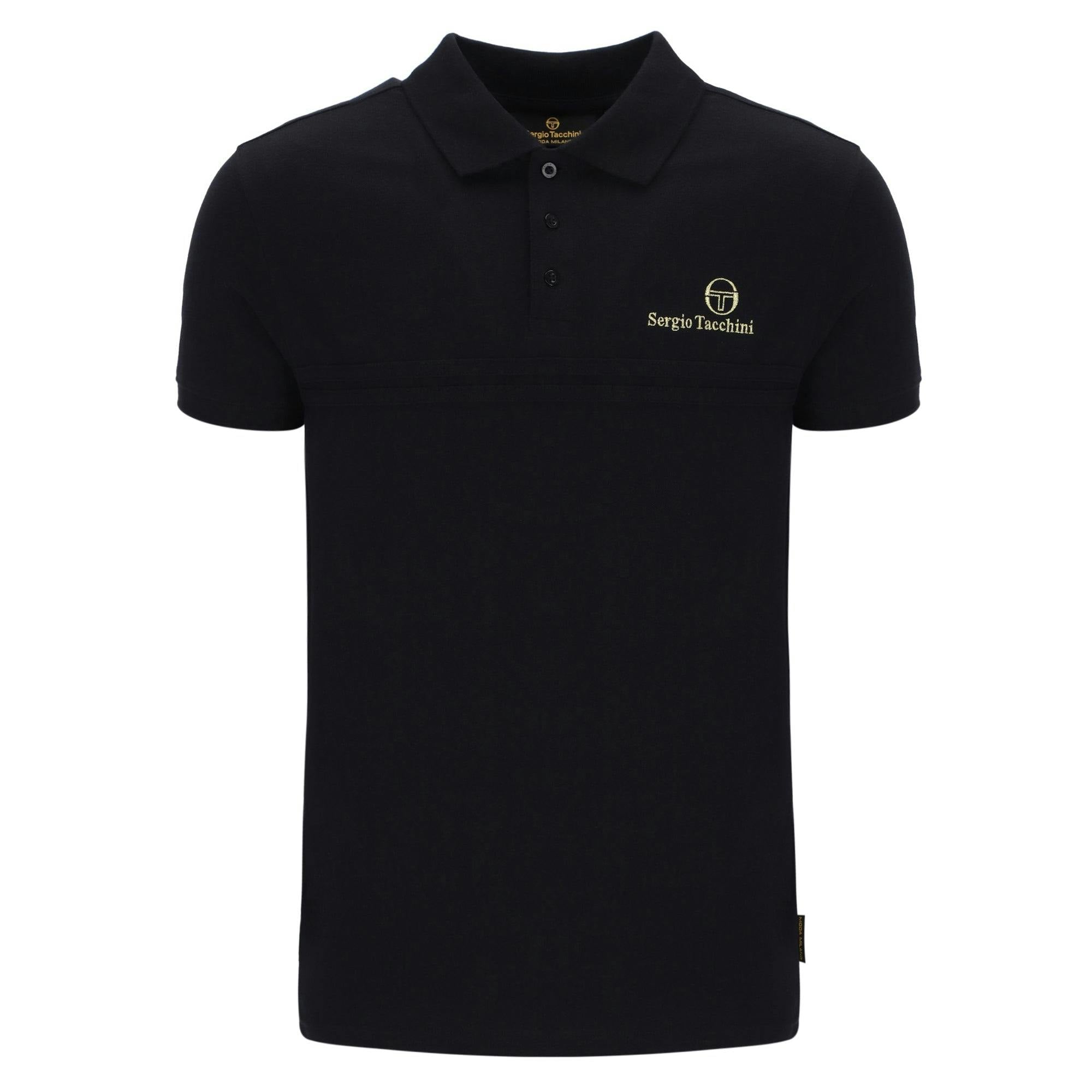 Sergio Tacchini Men's Supermac Primo Polo Shirt, Black/Gold - Image 4