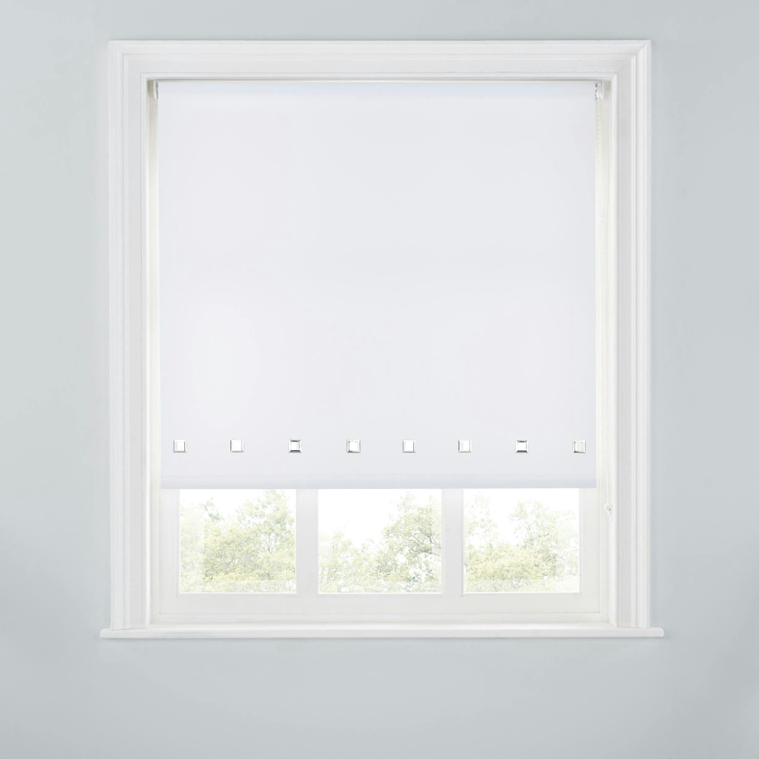 A.unique Home White Trimmable Square Eyelet Roller Blind - 2Ft - 60Cm(W)X170cm(L)