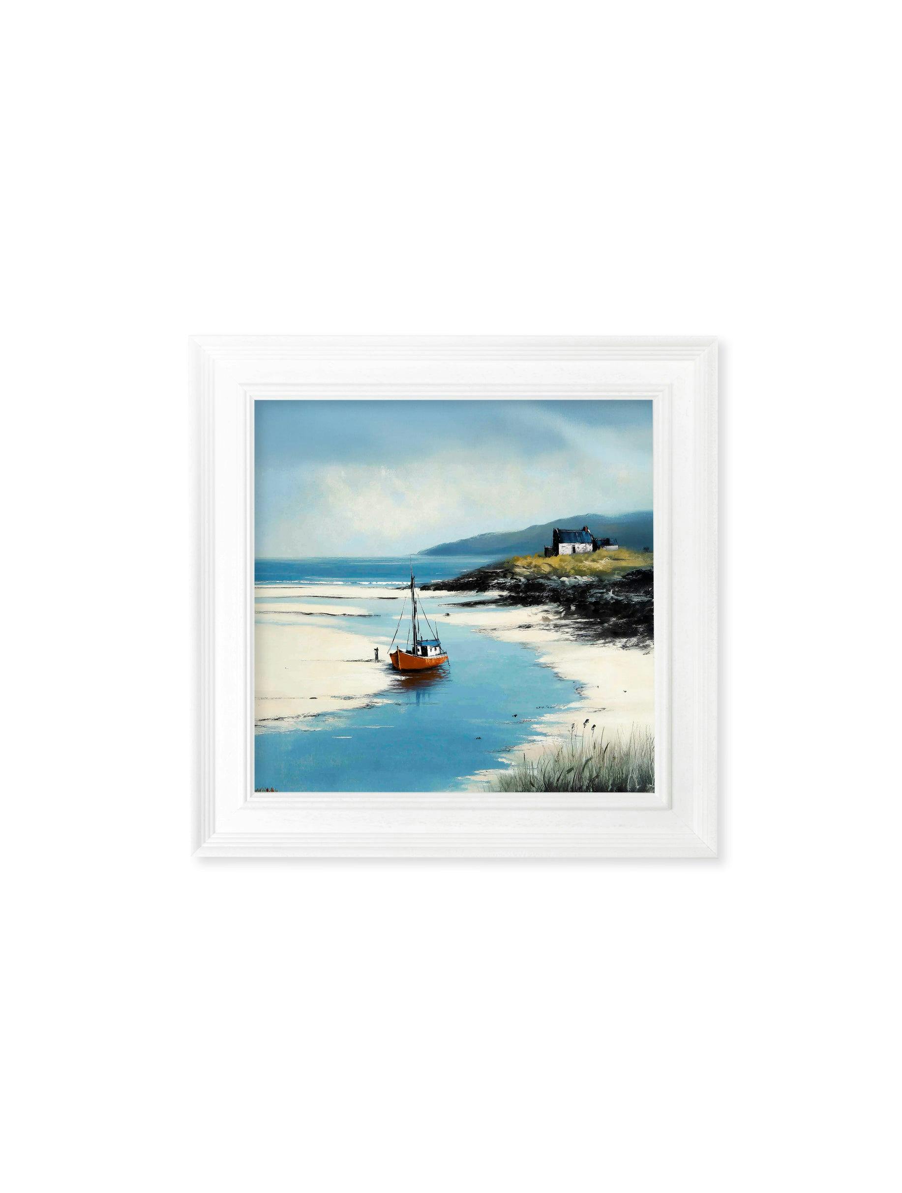 Rackhams White The Coastal Boat - Strong Hurstwood Square Frame - The Coastal Boat - 44 X 44 Cm