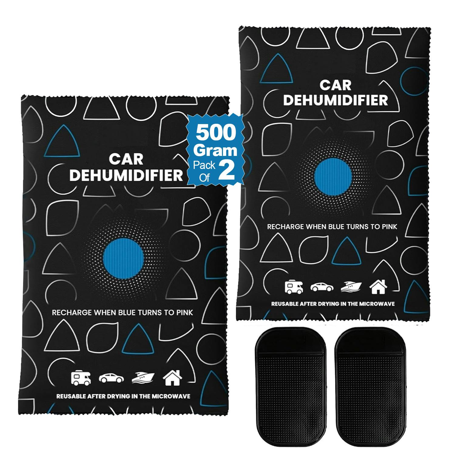 Mantraraj Black 500G Car Home Dehumidifier Large Dry Bag Moisture Killer Absorber Pad Reusable - Pack Of 2 - Dehumidifier
