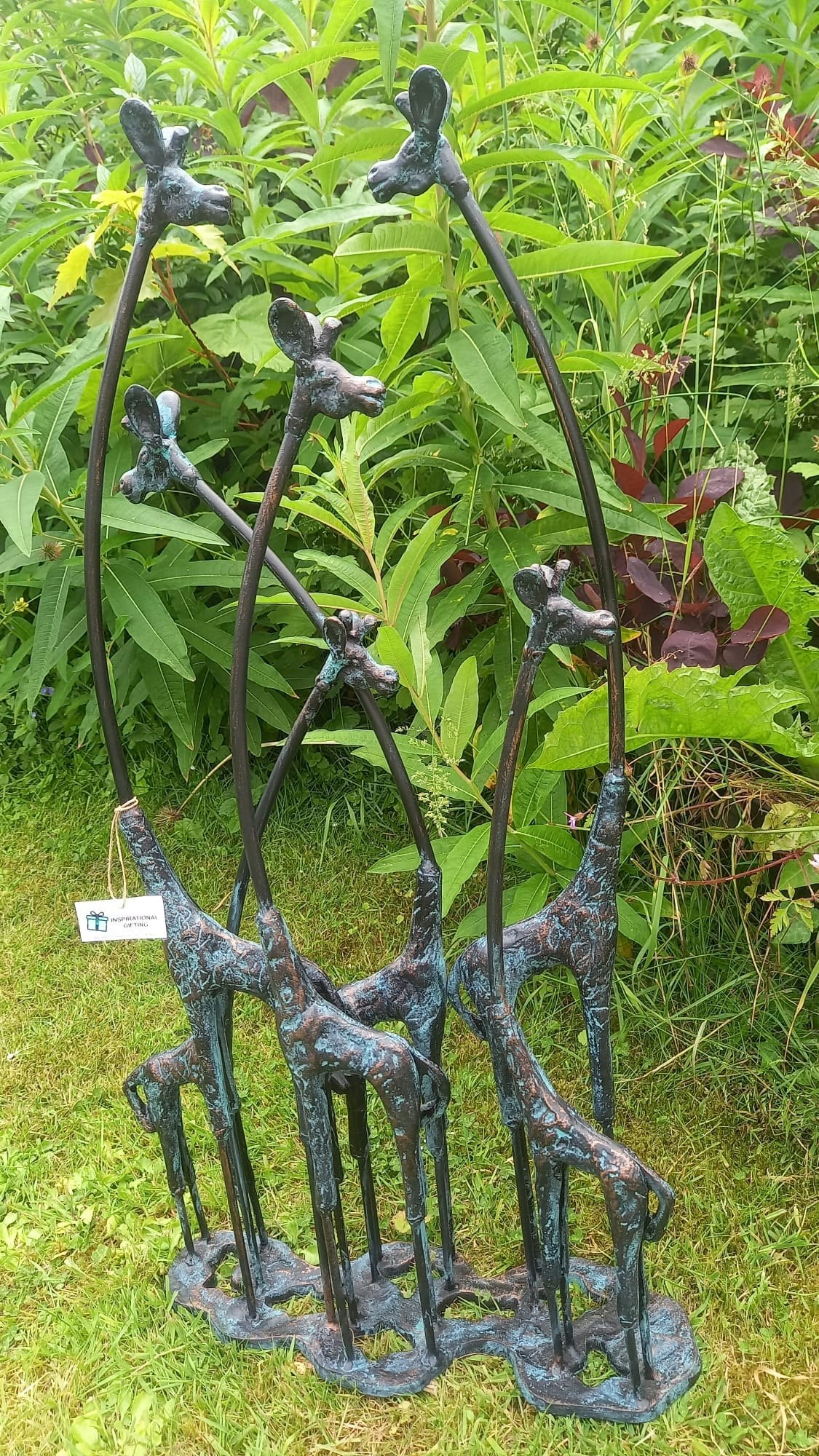 Rackhams Bronze Giraffe Family Sculpture Ornament With An Aged Finish - Cast Iron - Sculpture