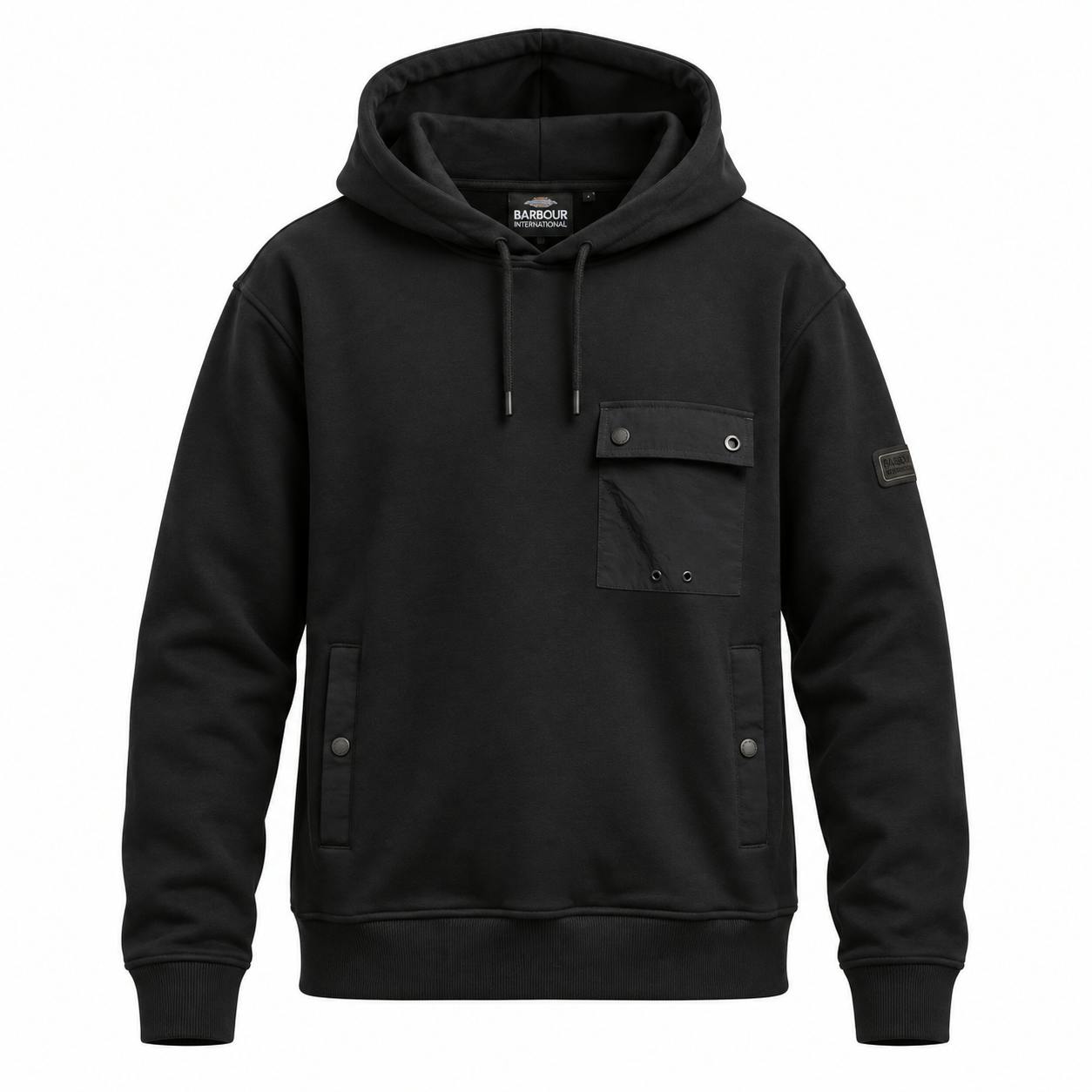 Barbour Black International Inline Hooded Sweatshirt - M