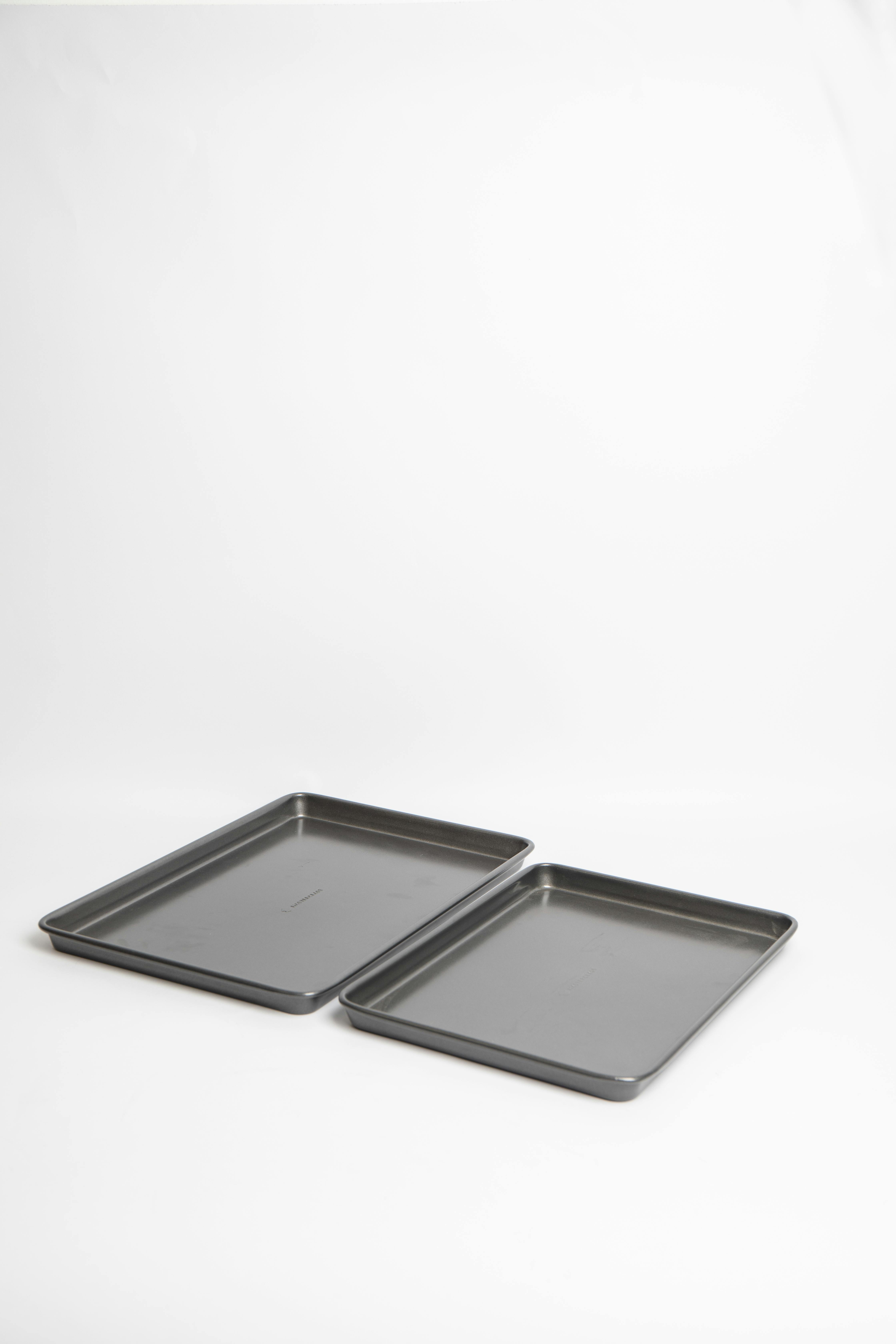Masterclass Grey Set Of Non-Stick Baking Tray 39X27x2cm, 35X25x2cm - Carbon Steel - Baking Trays