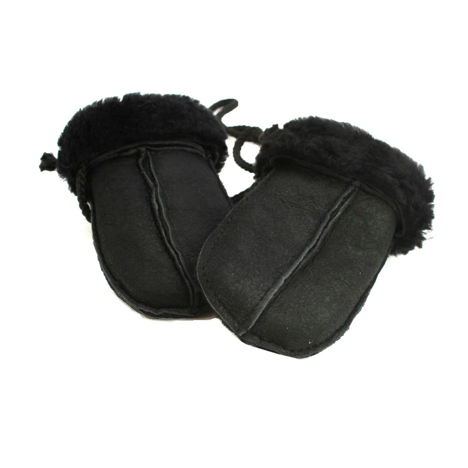 Eastern Counties Leather Black Kids Corded Sheepskin Mittens - One Size - 100% Sheepskin