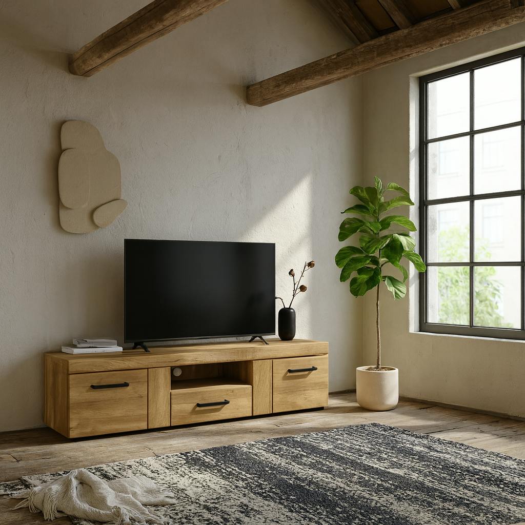 Rackhams Cortina 2 Door 1 Drawer Wide Tv Cabinet In Grandson Oak