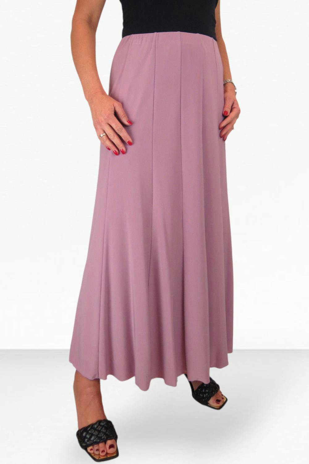 Paulo Due Women's Pink Panelled 38" Elastic Waist Maxi Skirt - 10-12 - Dusty