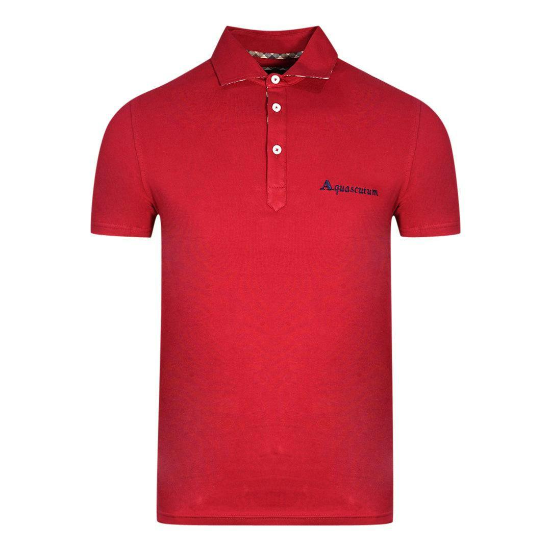 Aquascutum Unisex Red Adult Signature Logo Polo Shirt - S