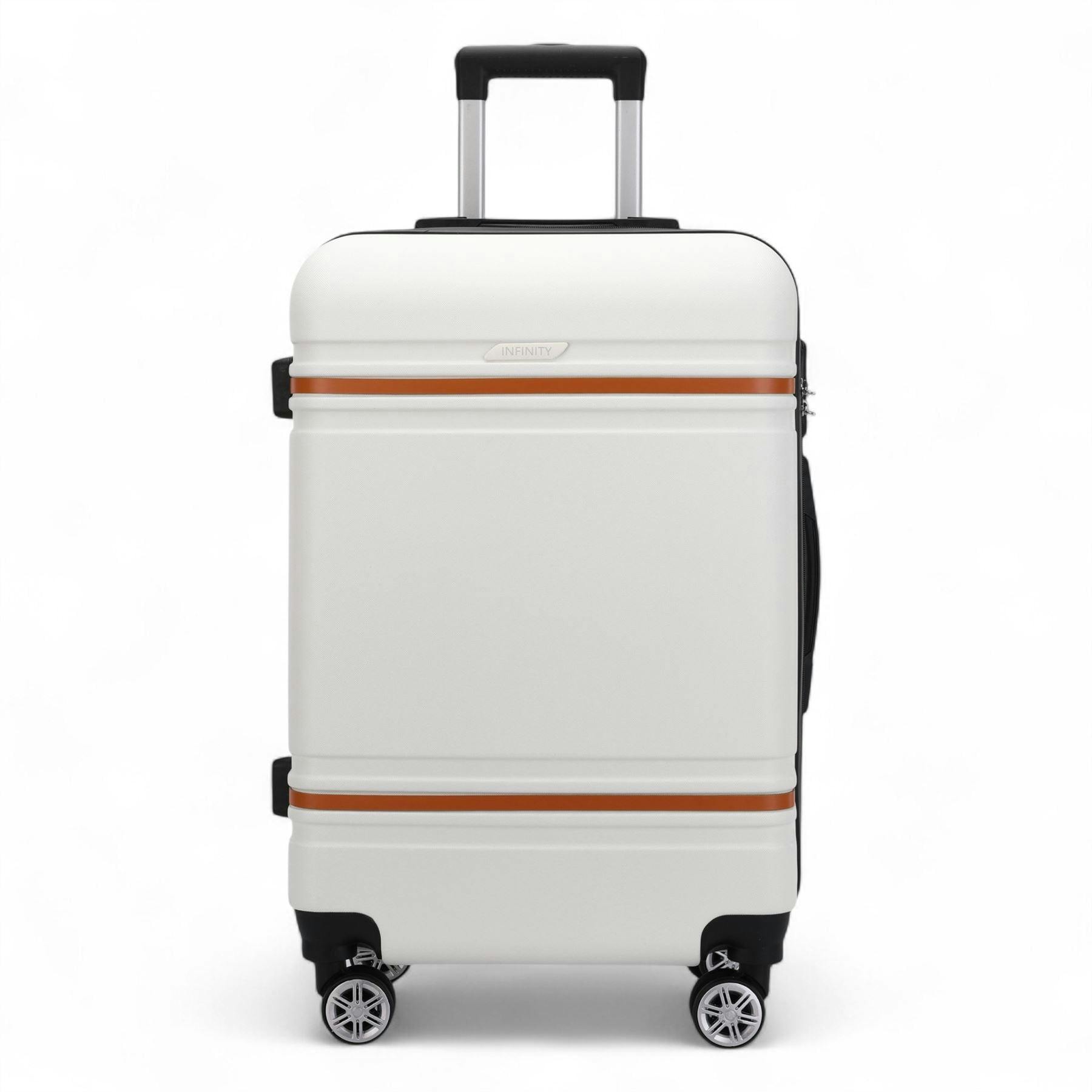 Infinity Luggage Cream Hard Shell Modern Dual 4 Wheel Luggage Suitcase Set - Large