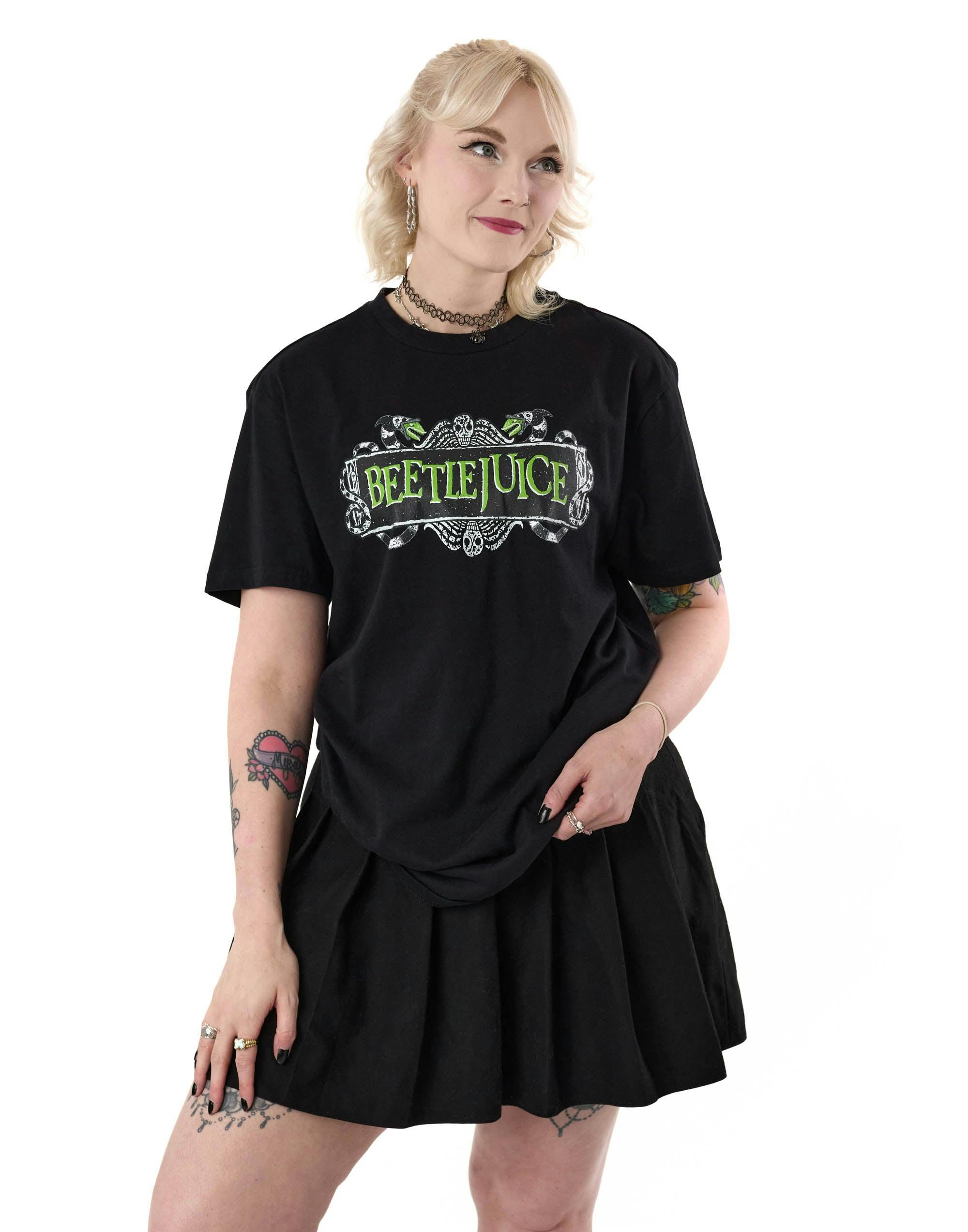 Vanilla Underground Unisex Black Beetlejuice Logo Short Sleeved T-Shirt - Small