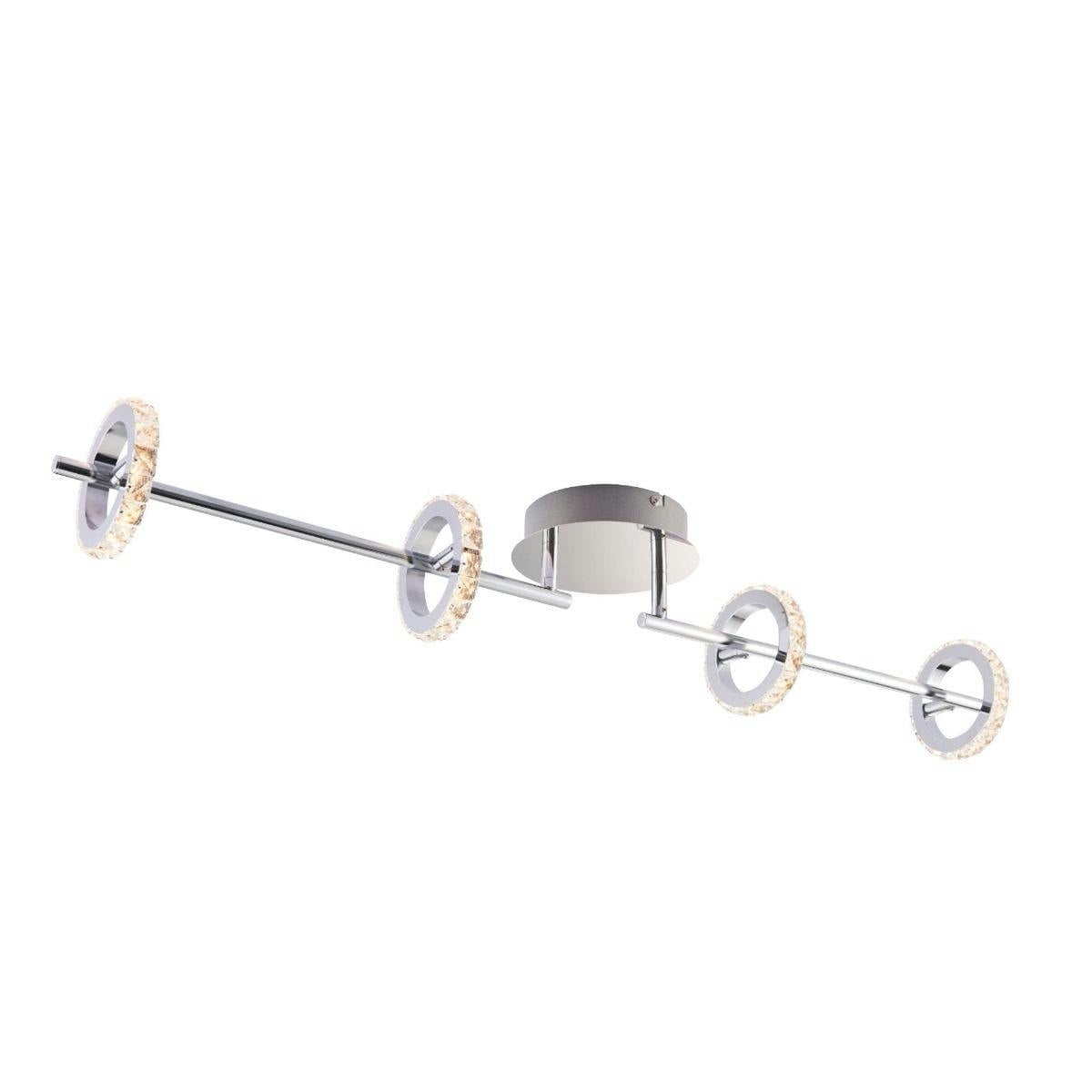 Rackhams Light/White Alexa 4 Spot Polished Chrome & Crystal Led Ceiling Bar