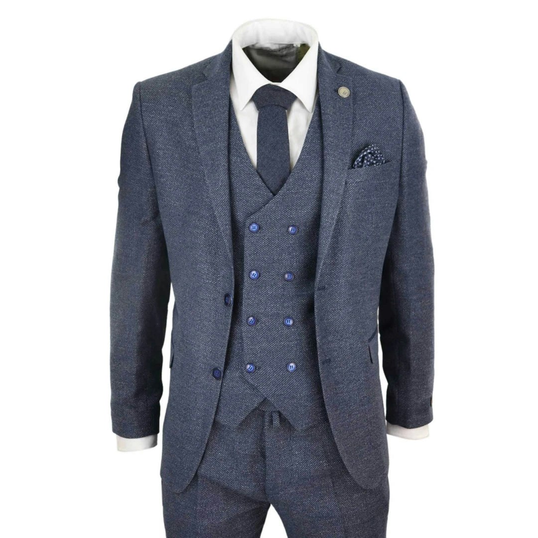 Truclothing Men's Stz30 - Wool 3 Piece Suit Double Breasted Waistcoat Tweed 1920S - 50" Jacket 44" Trousers