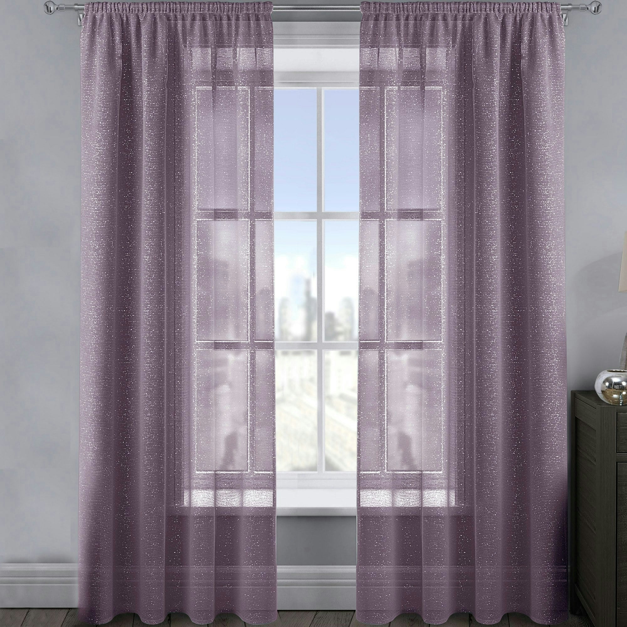 Velosso Mauve Alessandria Sparkle Slot Top Voile Panel - 137Cm X 228Cm