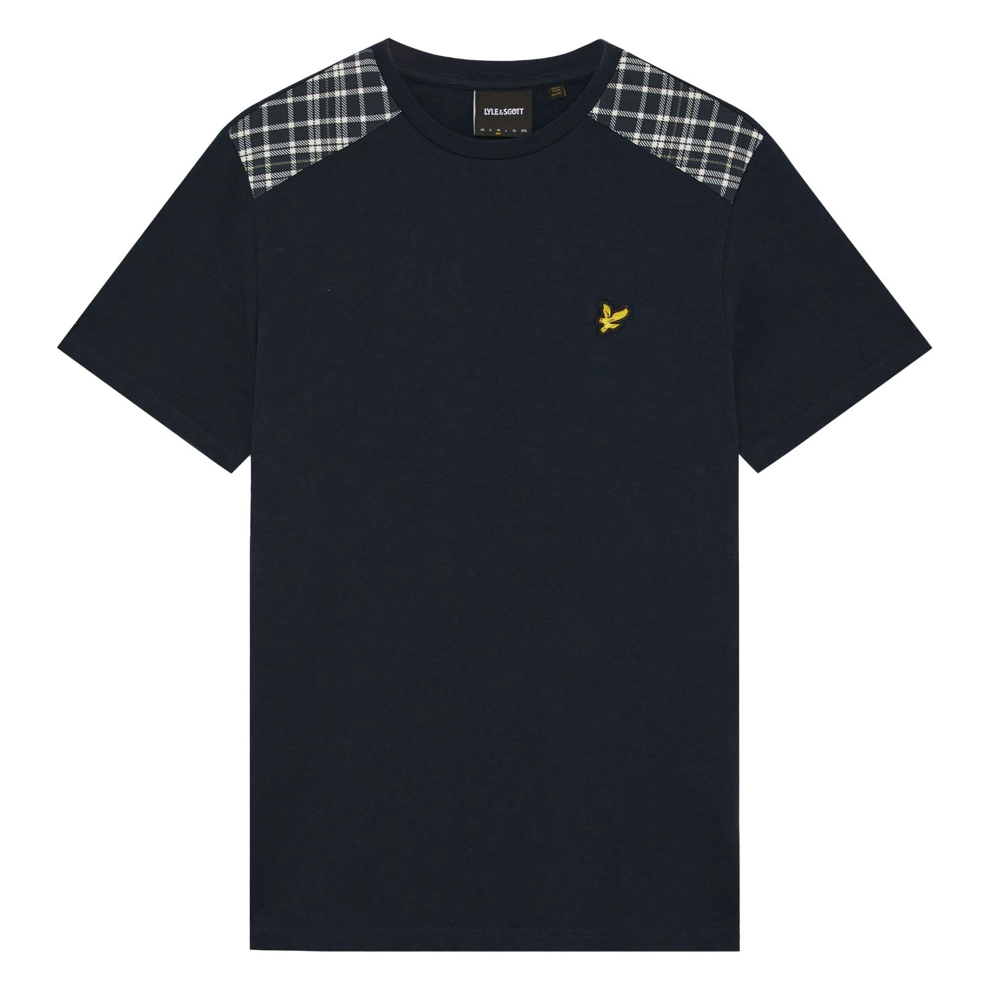 Lyle & Scott Men's Dark Check Panelled T-Shirt Navy - S