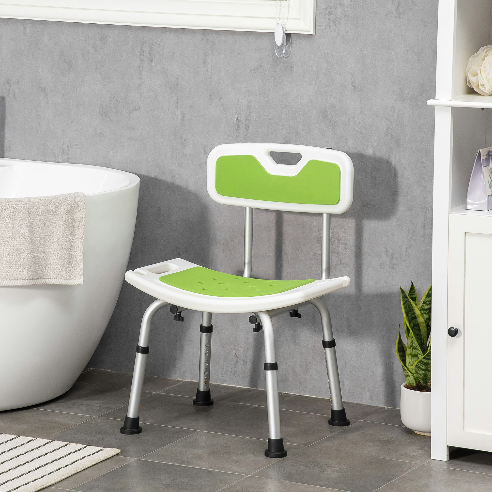 Homcom Shower Stool For Elderly Disabled Adjustable Shower Stool
