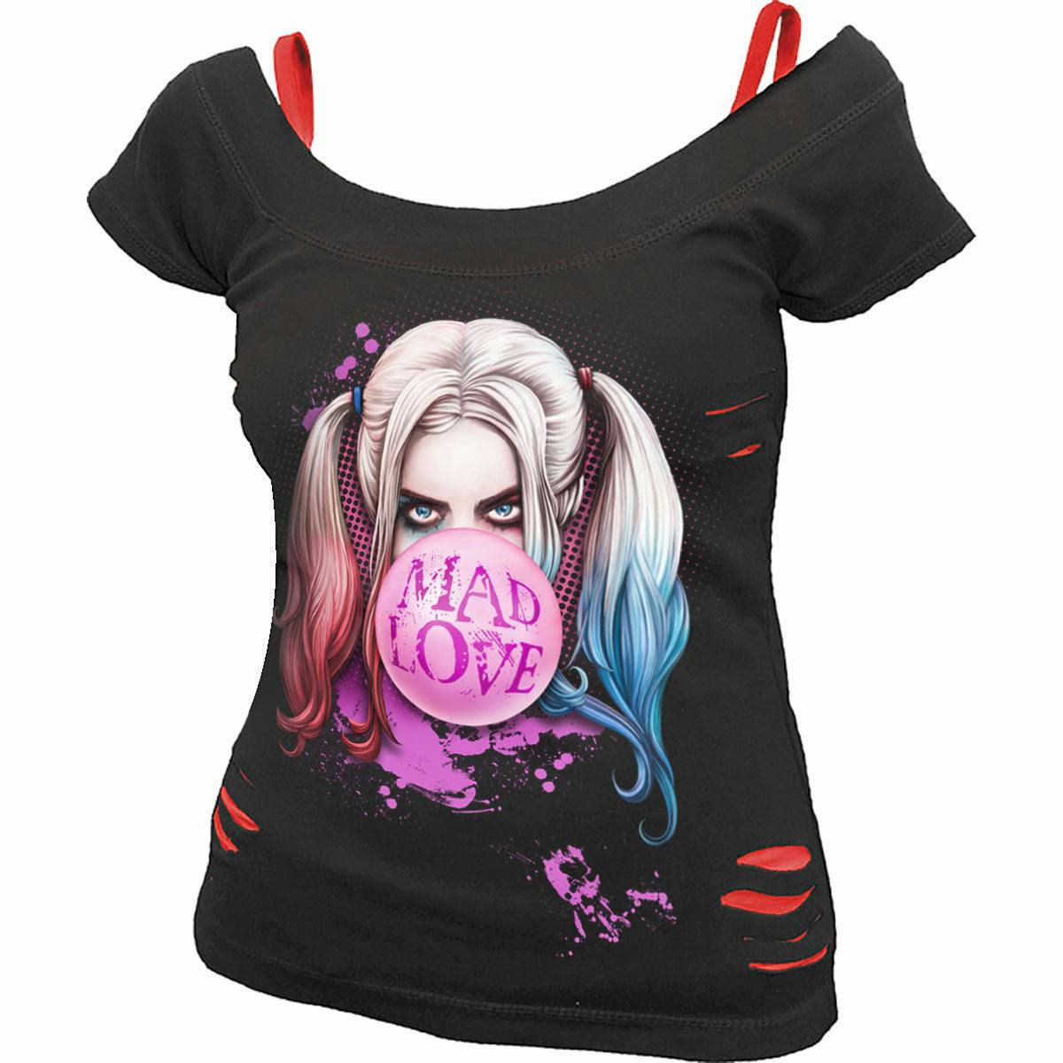 Spiral Direct Red/Black Harley Quinn - Mad Love - 2In1 Ripped Top - Xl - Digital - Digital