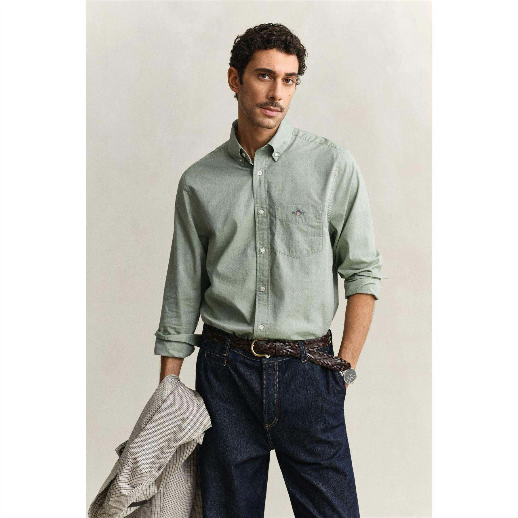 Gant Men's Poplin Shirt - Herb - S - Herb - 100% Cotton Poplin