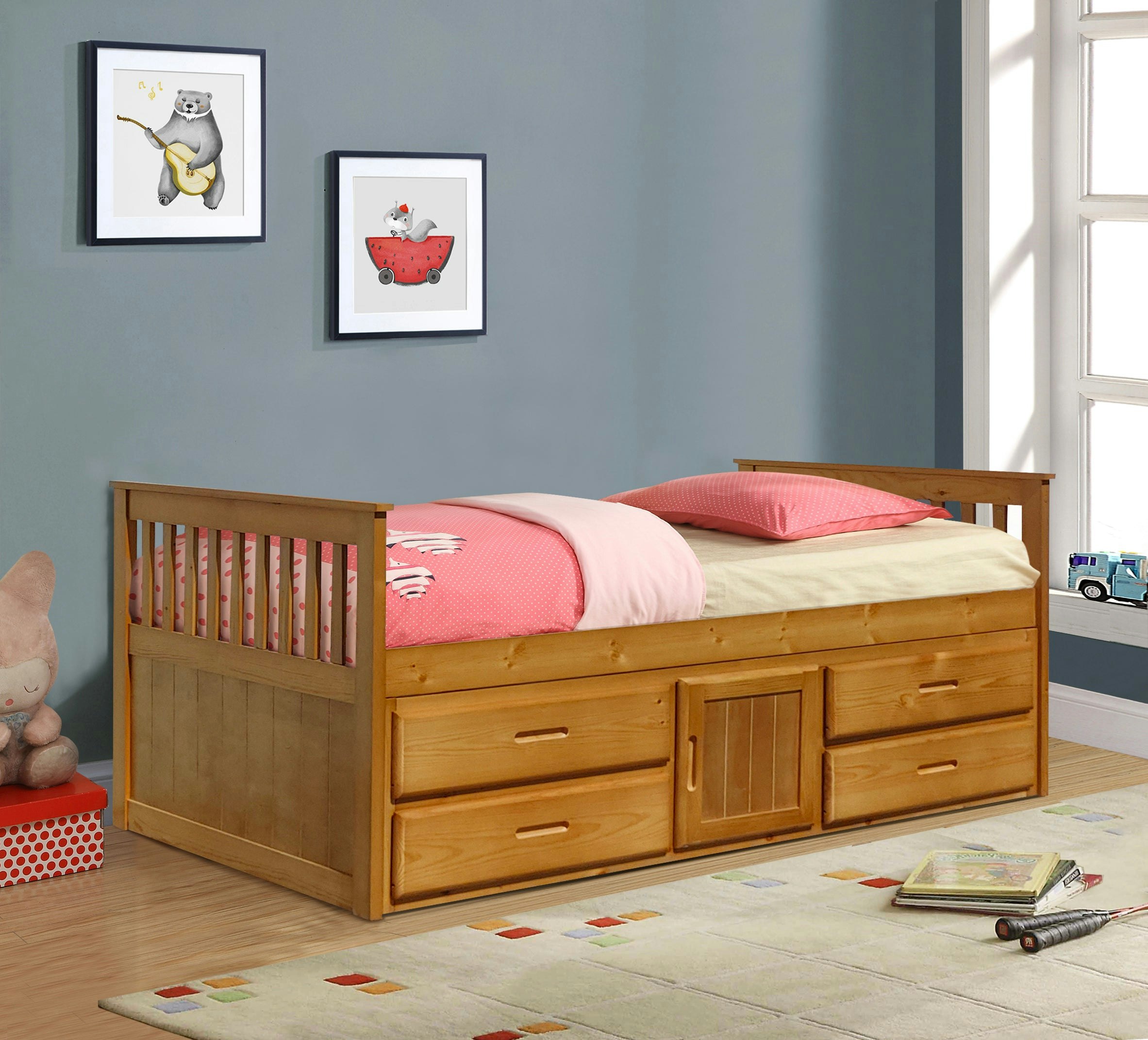 Comfy Living Grey/White 3Ft Captains Cabin Bed In Or Caramel With Drawers And Storage - Caramel
