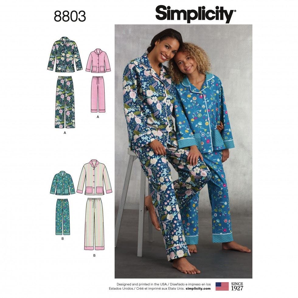 Simplicity Women's Sewing Pattern 8803, Pyjamas For Teenagers, Kids, A (S - L / Xs - Xl) - Easy - A (S - L / Xs - Xl)