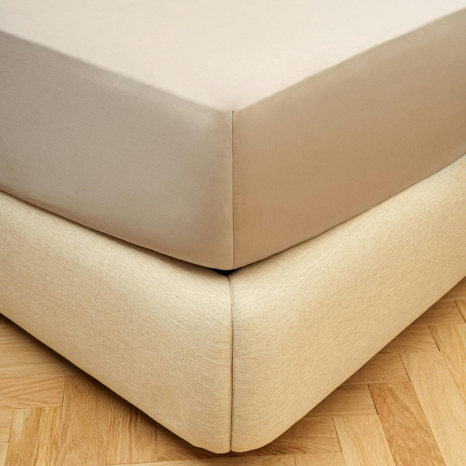 Rackhams Beige Sateen Fitted Sheet - Double