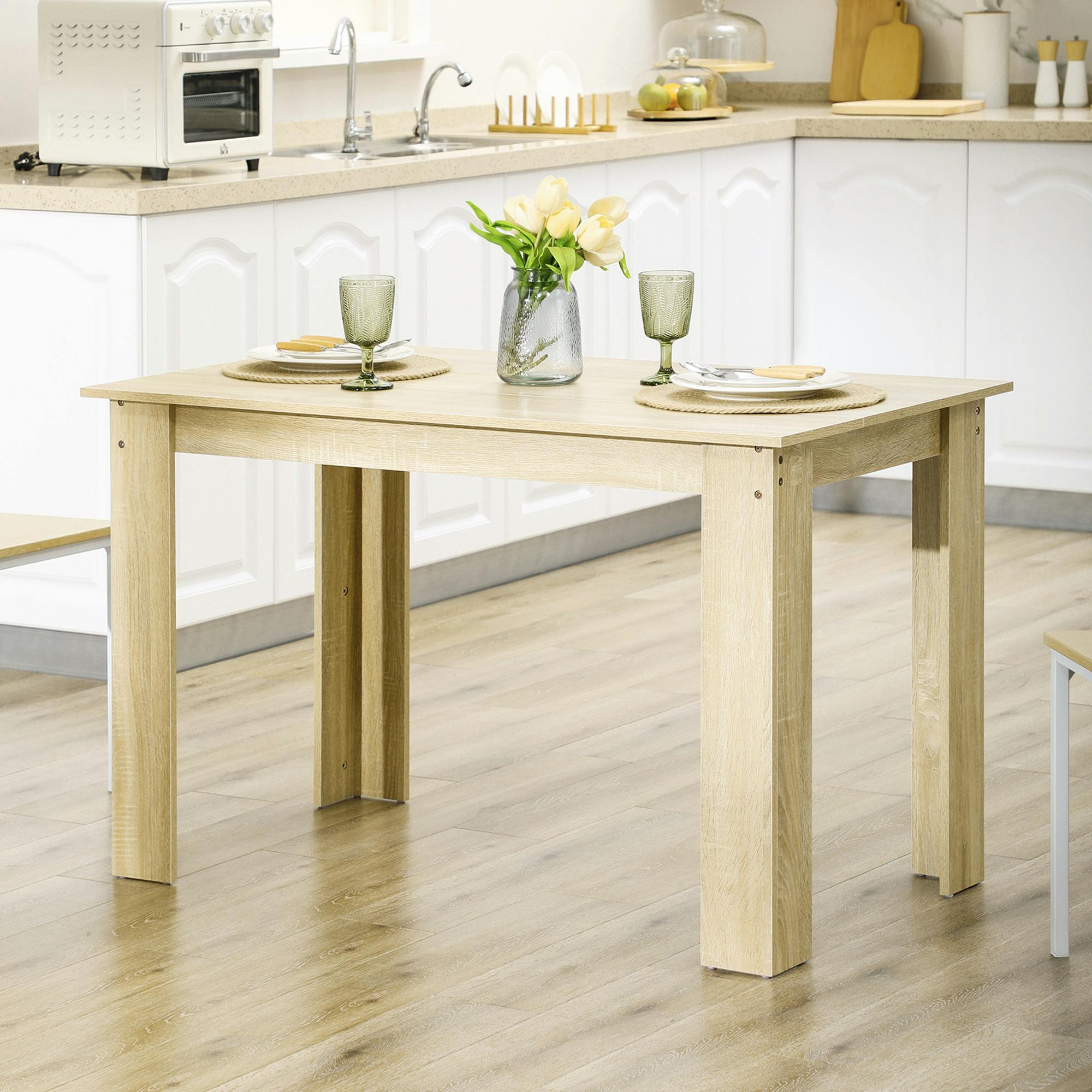 Rackhams Light Dining Table For 4-6 People, Wood Effect Tabletop - Oak