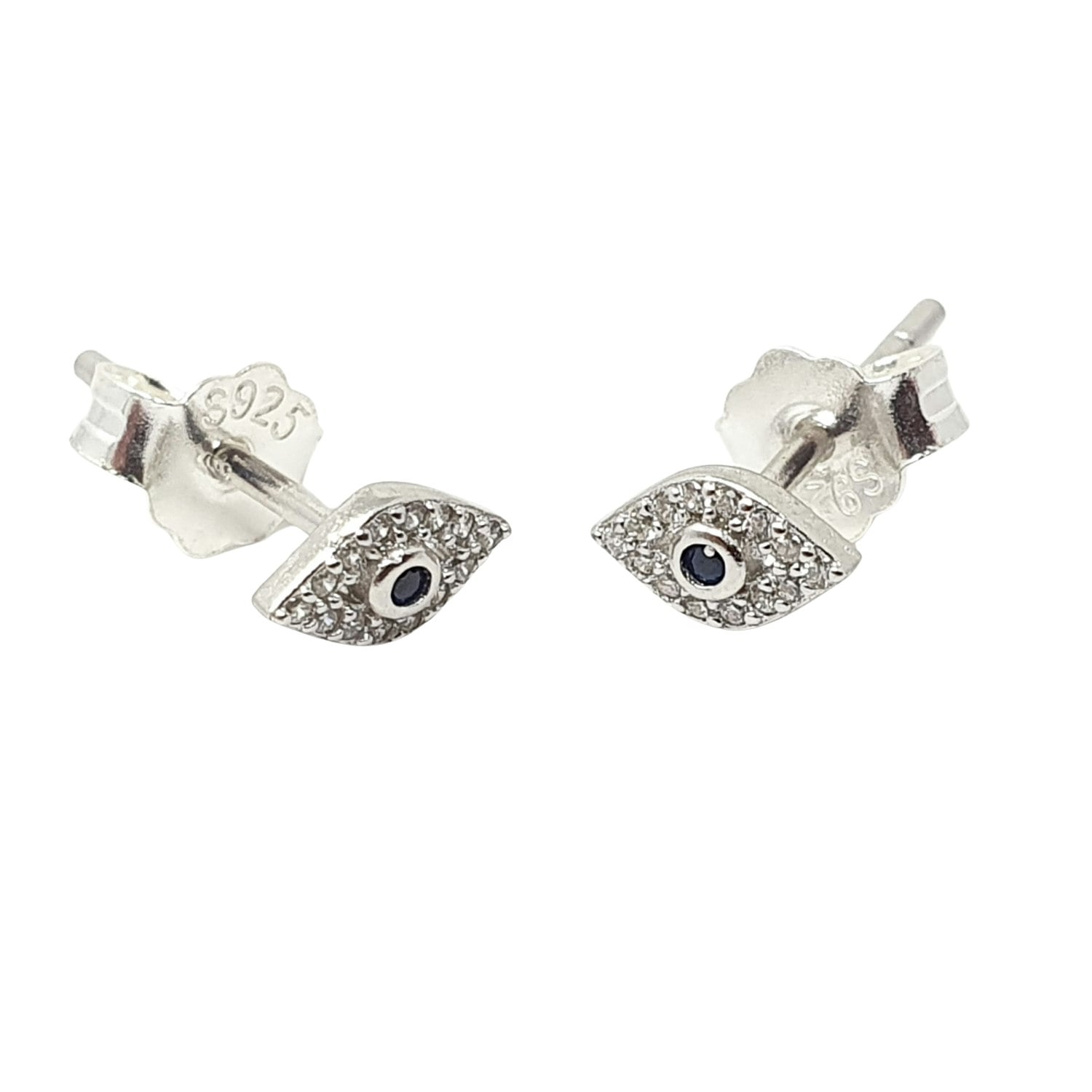 Harfi Silver Dainty Evil Eye Minimalist Stud Earrings