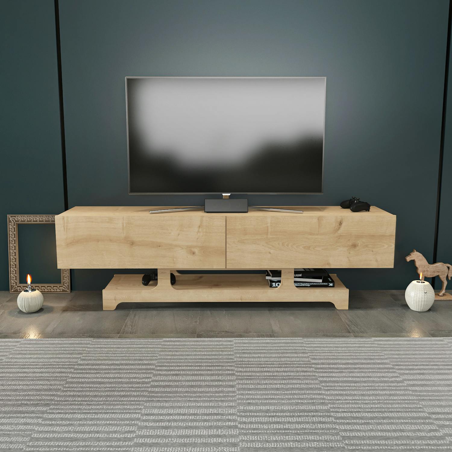 Decorotika Tera Modern Tv Stand Tv Cabinet For Tv's Up To 72" - Sapphire Oak