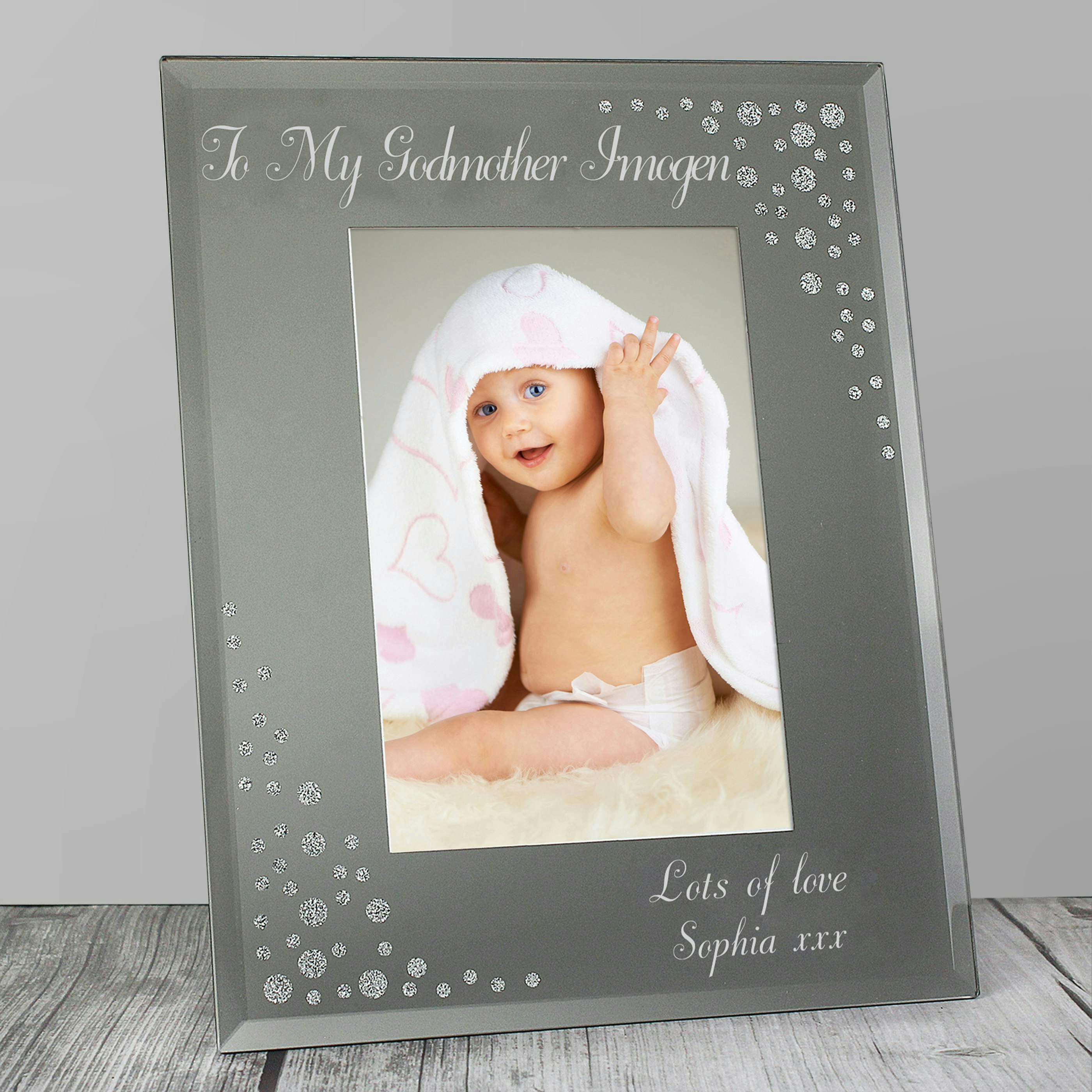 Rackhams Personalised Any Message 6X4 Diamante Glass Photo Frame