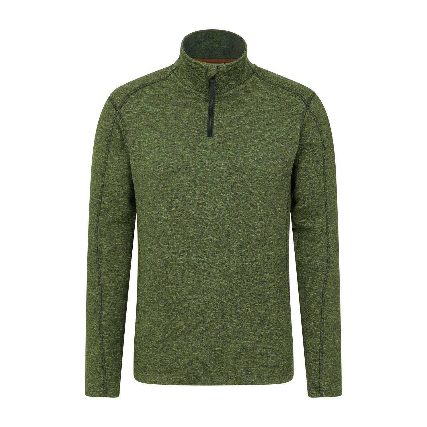 Mountain Warehouse Men's Dark Idris Ii Half Zip Fleece Top - Khaki - 4XL - Khaki - 100% Polyester