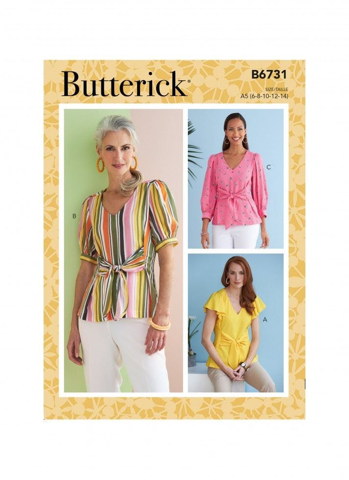 Butterick Women's Sewing Pattern 6731, Tops For A5 (6-8-10-12-14) - Easy - A5 (6-8-10-12-14)