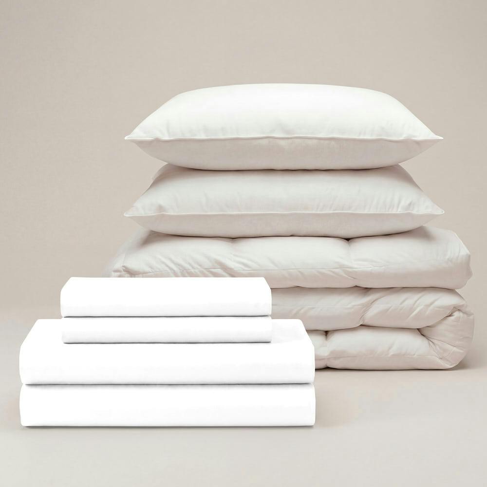 Bedable White Sateen Move-In Bedding Set - King - Standard