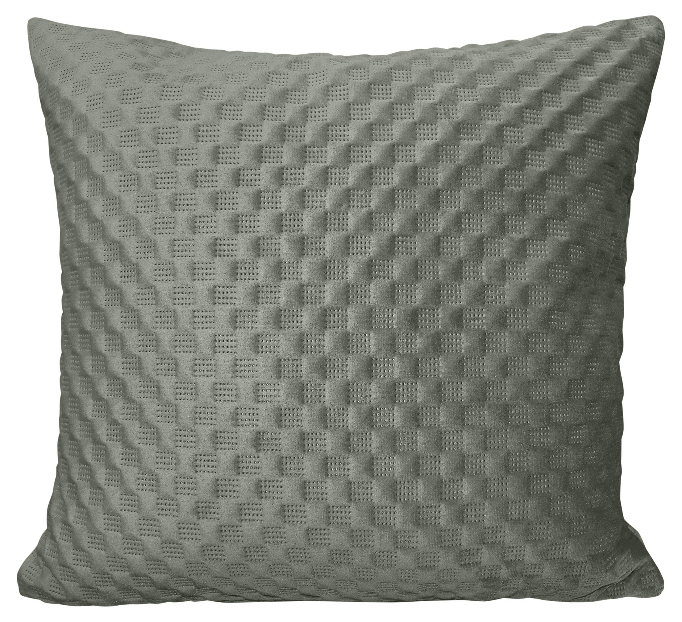 Rackhams Grey 3D Embossed Checkered Plain Cushion - 43Cm X 43Cm