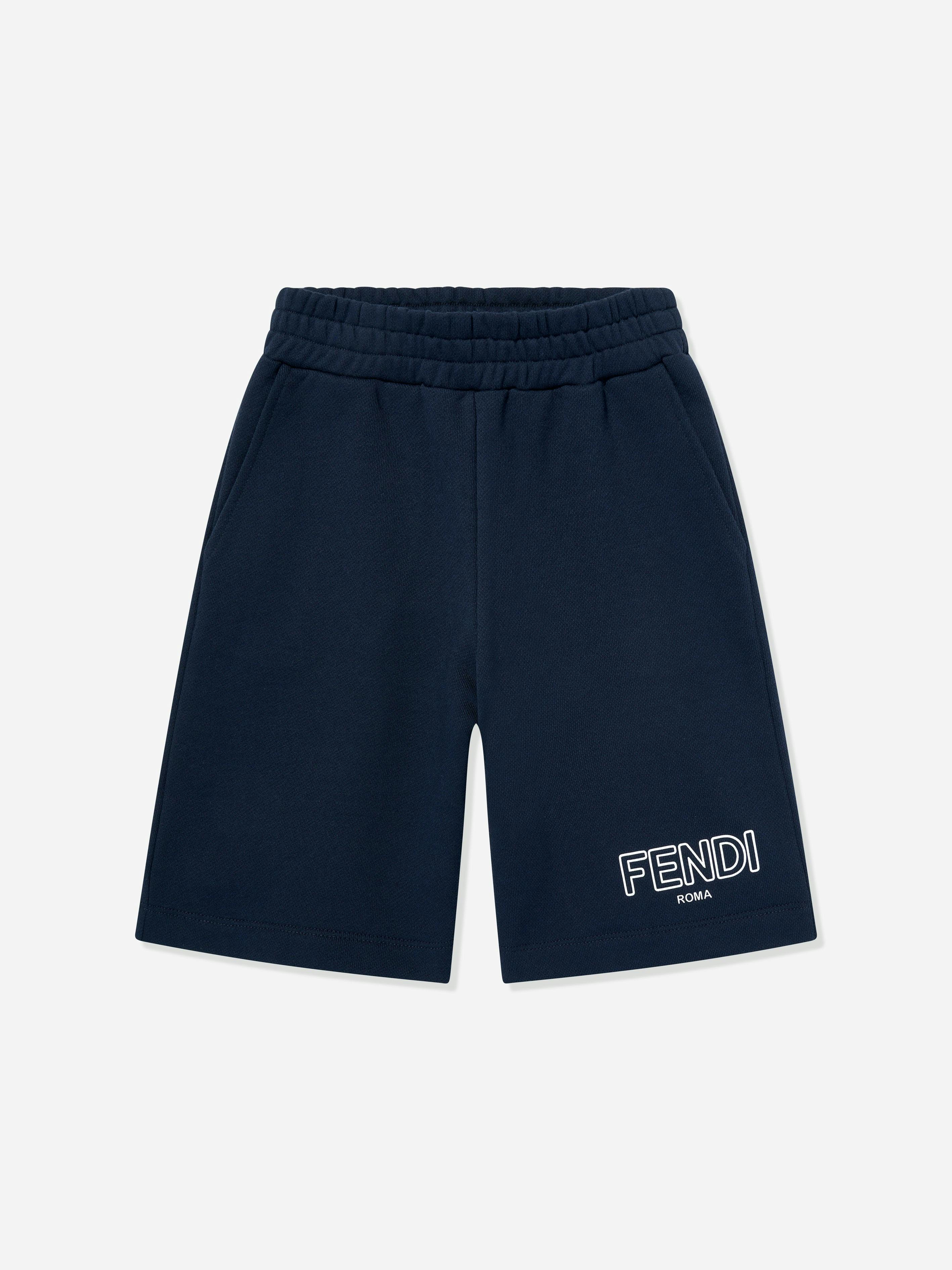 Fendi Kids Boys Dark/Blue Fendi Logo Shorts In Navy - Navy - 10 Yrs