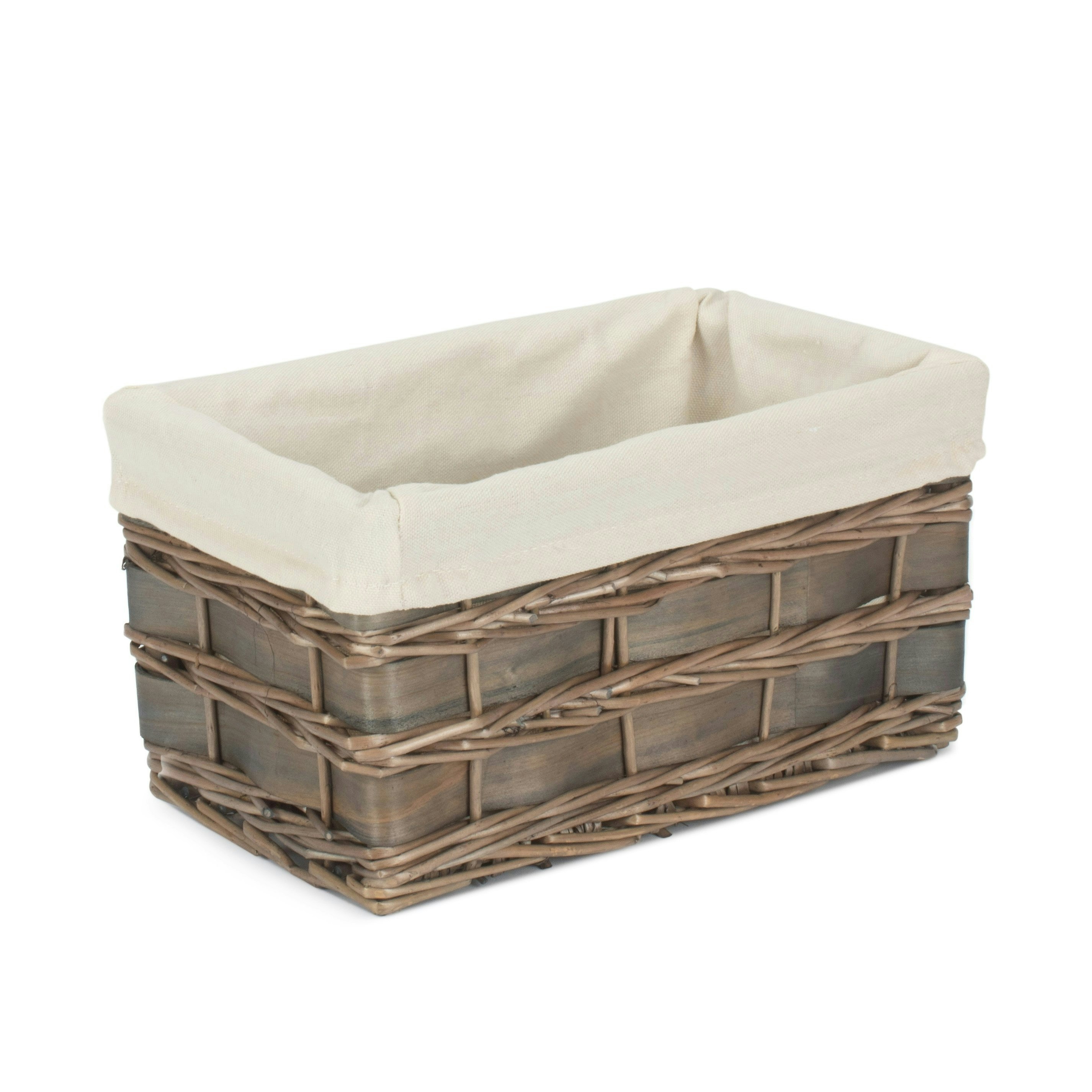 Rackhams Grey/White Scandi Storage Basket With Lining - Small