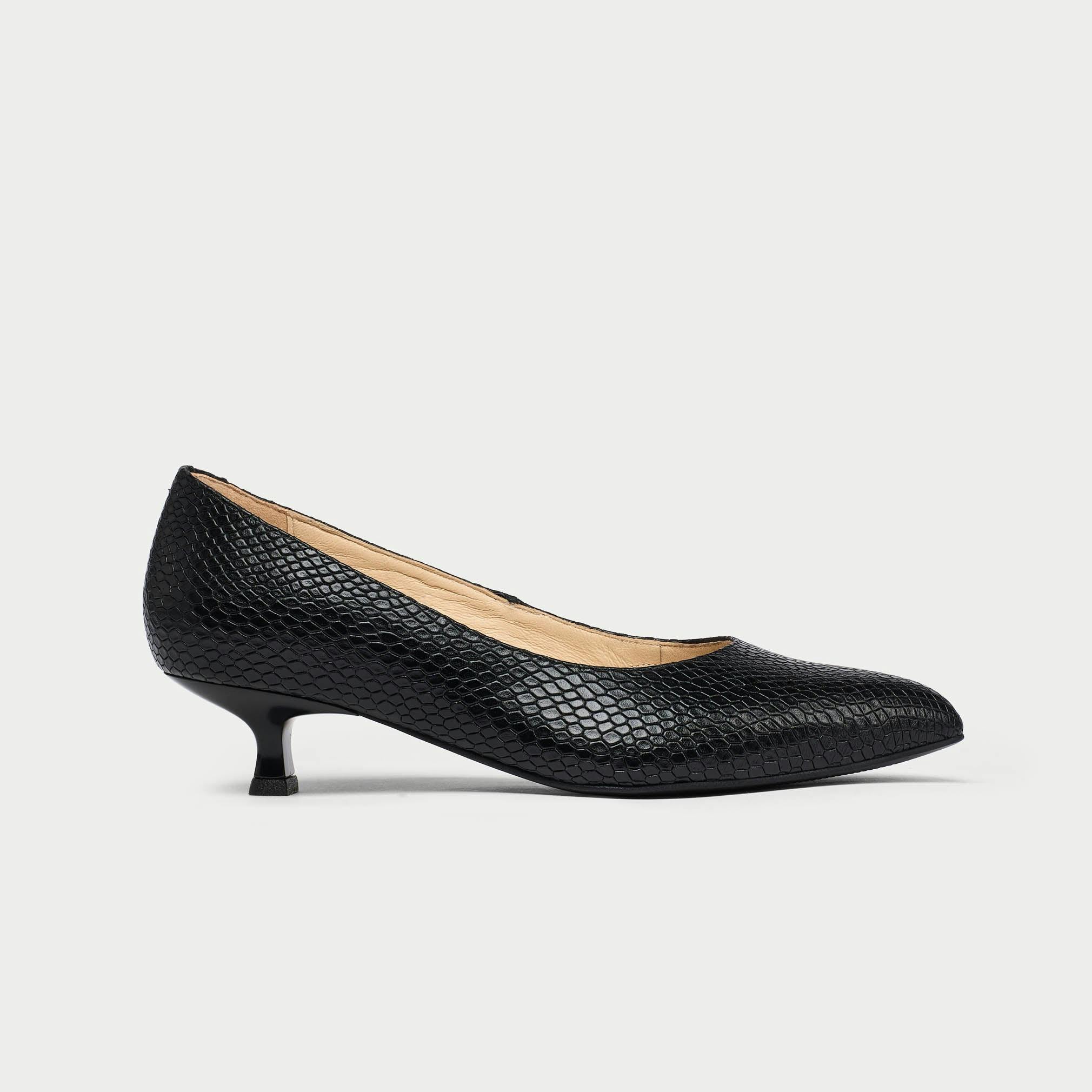 Calla Women's Black Claudia - Croc Leather Courts - Uk 4.5 / Eu 37.5