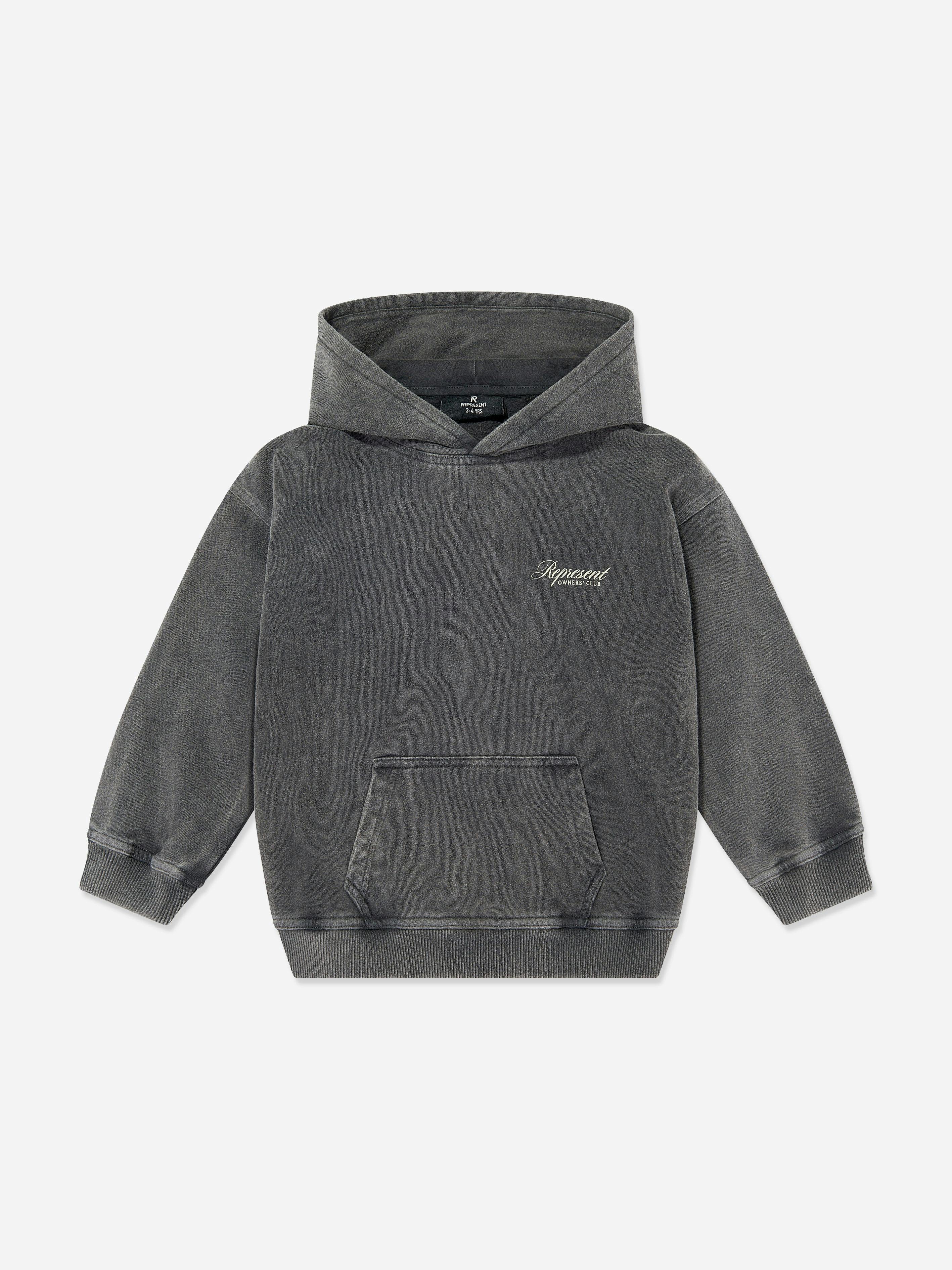 Represent Grey Kids Mini Owners Club Script Hoodie In - 2 - 3 Years
