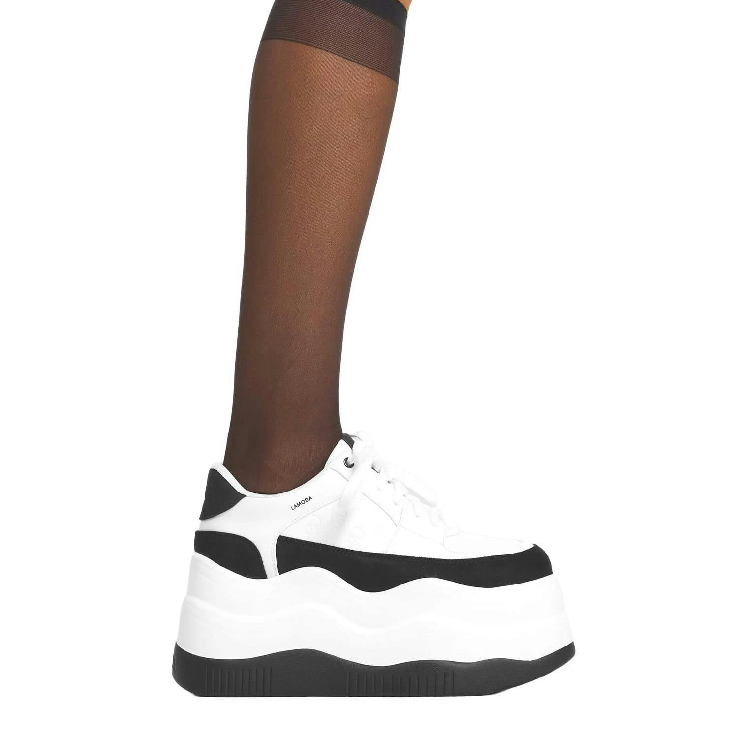 Lamoda Women's White Spacey Pu Chunky Platform Boots Trendy Stylish Statement Shoes - Uk6