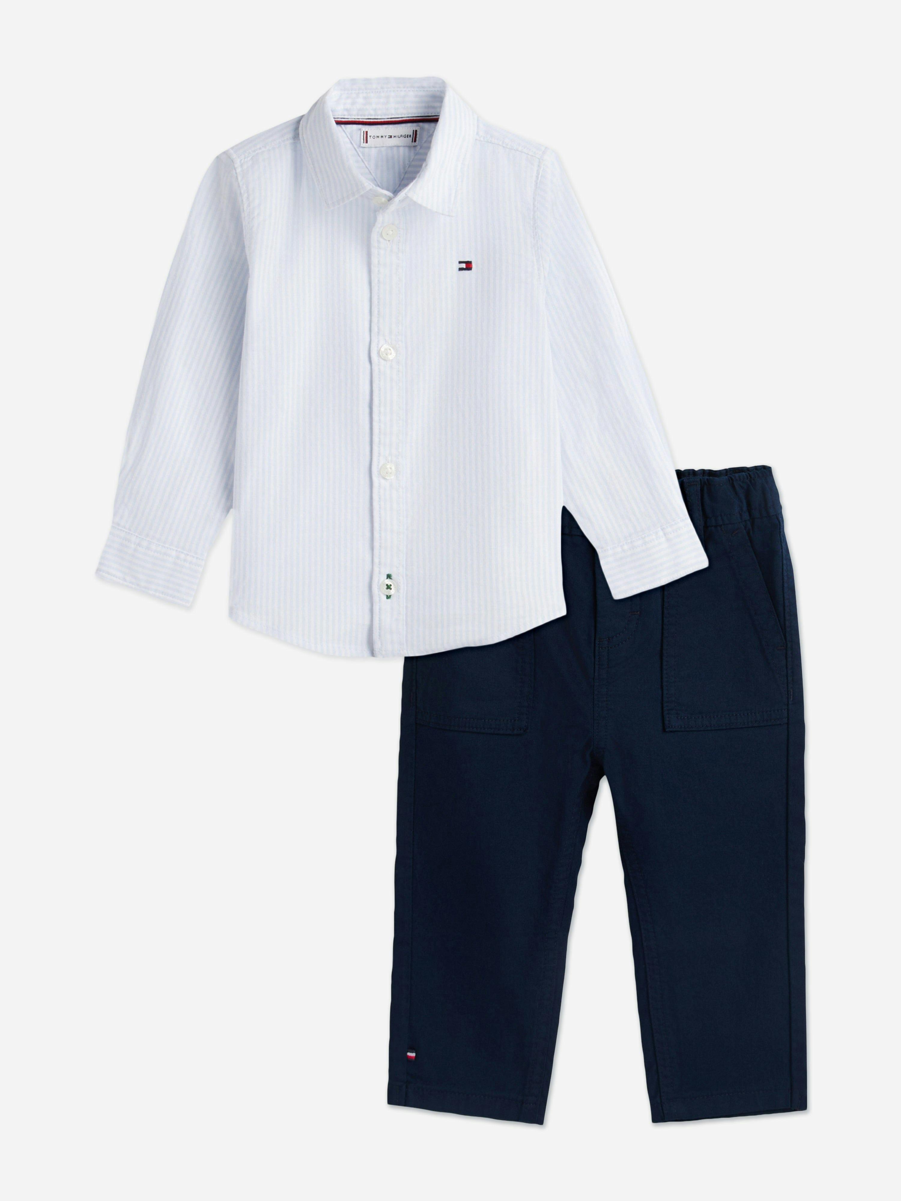 Tommy Hilfiger Men's Baby Boys Ithaca Shirt And Trouser Set In Navy - Navy - 18 Months