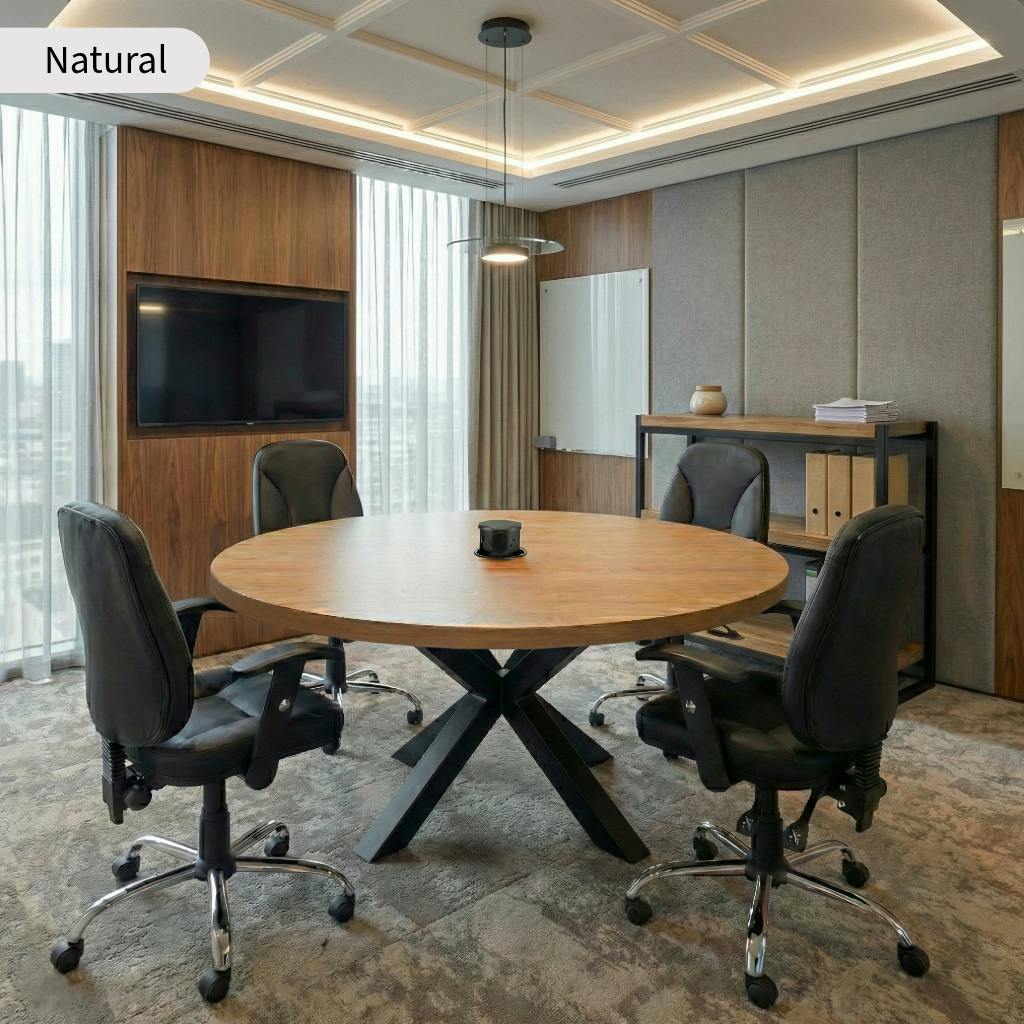 Trl Furniture Light/White Premium Solid Oak Round Meeting Room Table - 110Cm