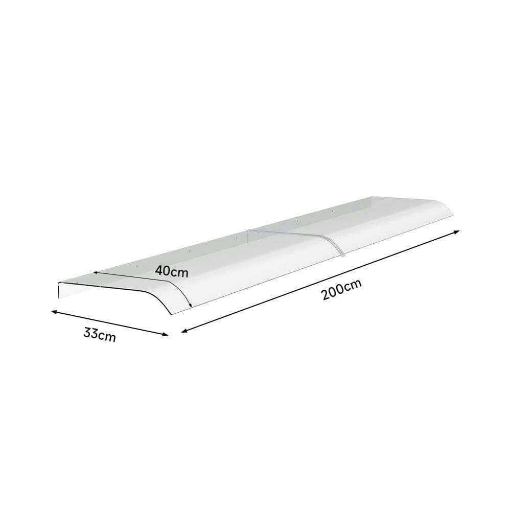 Living And Home Light 1M / 1.2M / 1.6M / 2M Transparent Awning Canopy For Window And Door - 200Cm W