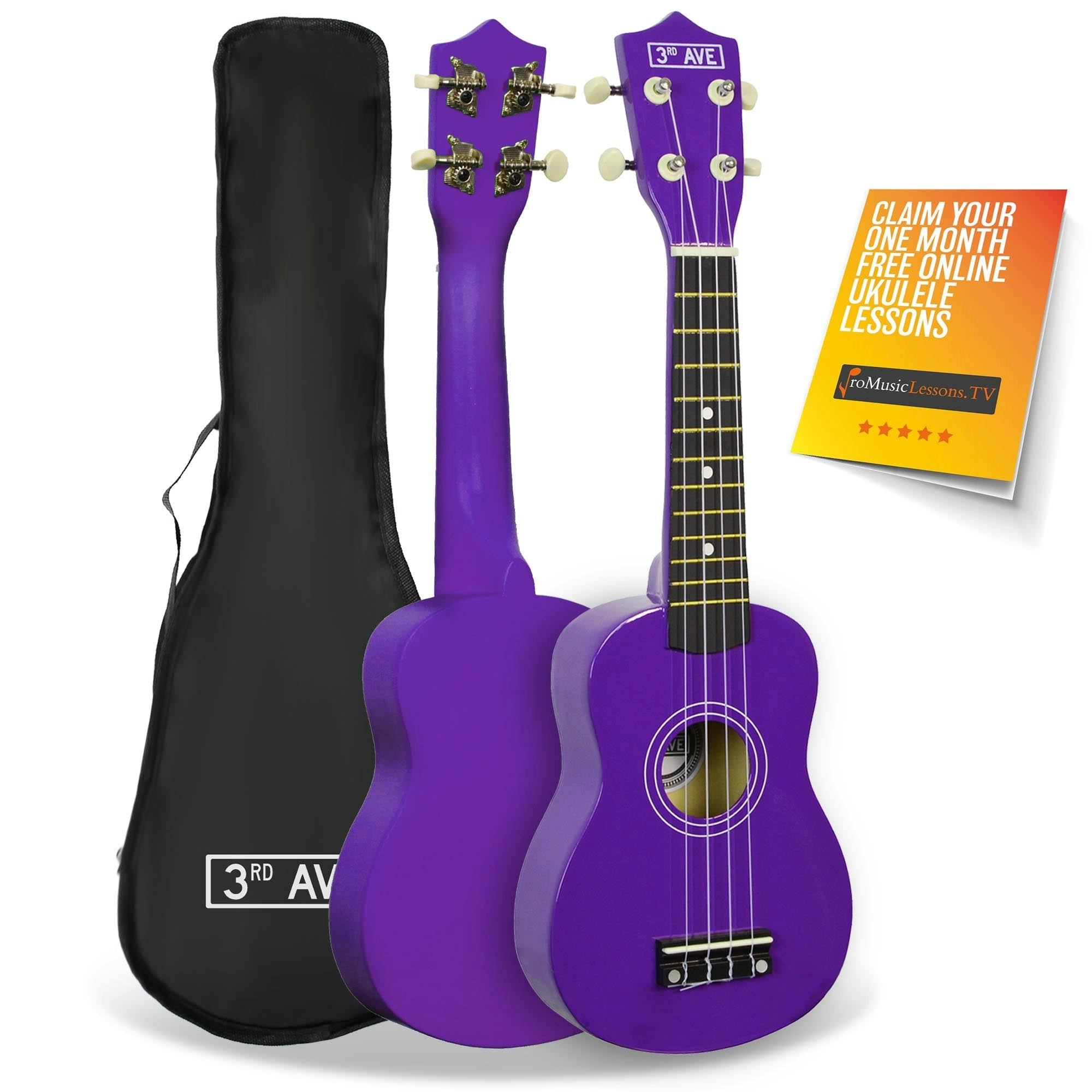 3Rd Avenue Purple Soprano Ukulele With Bag