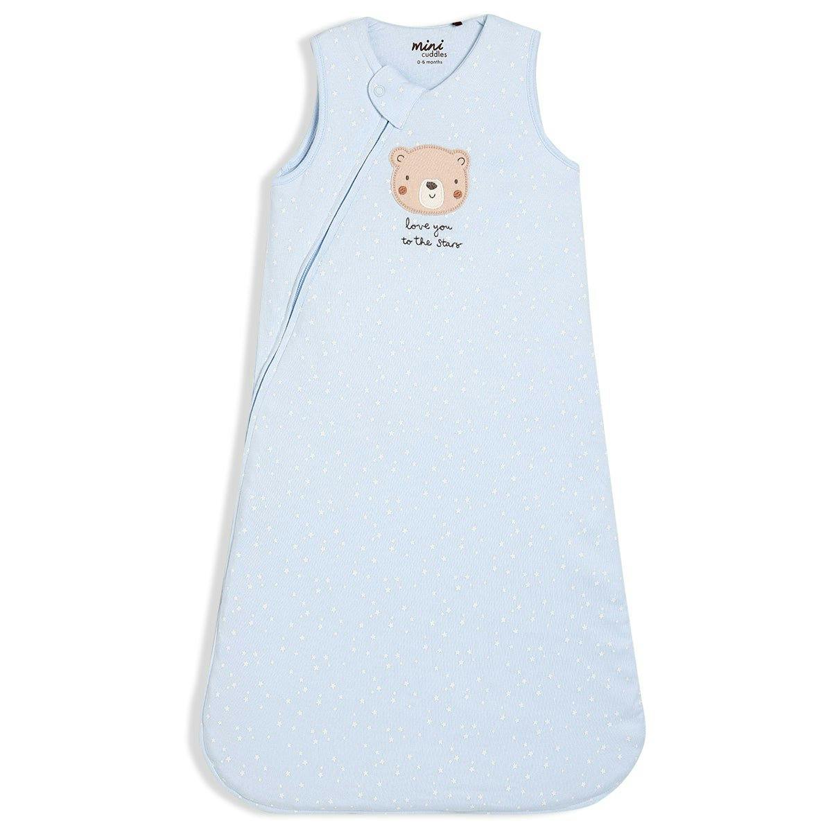 Mini Cuddles Men's Blue Baby Boys Teddy Bear Embroidered Sleeping Bag, - 6-12 Months