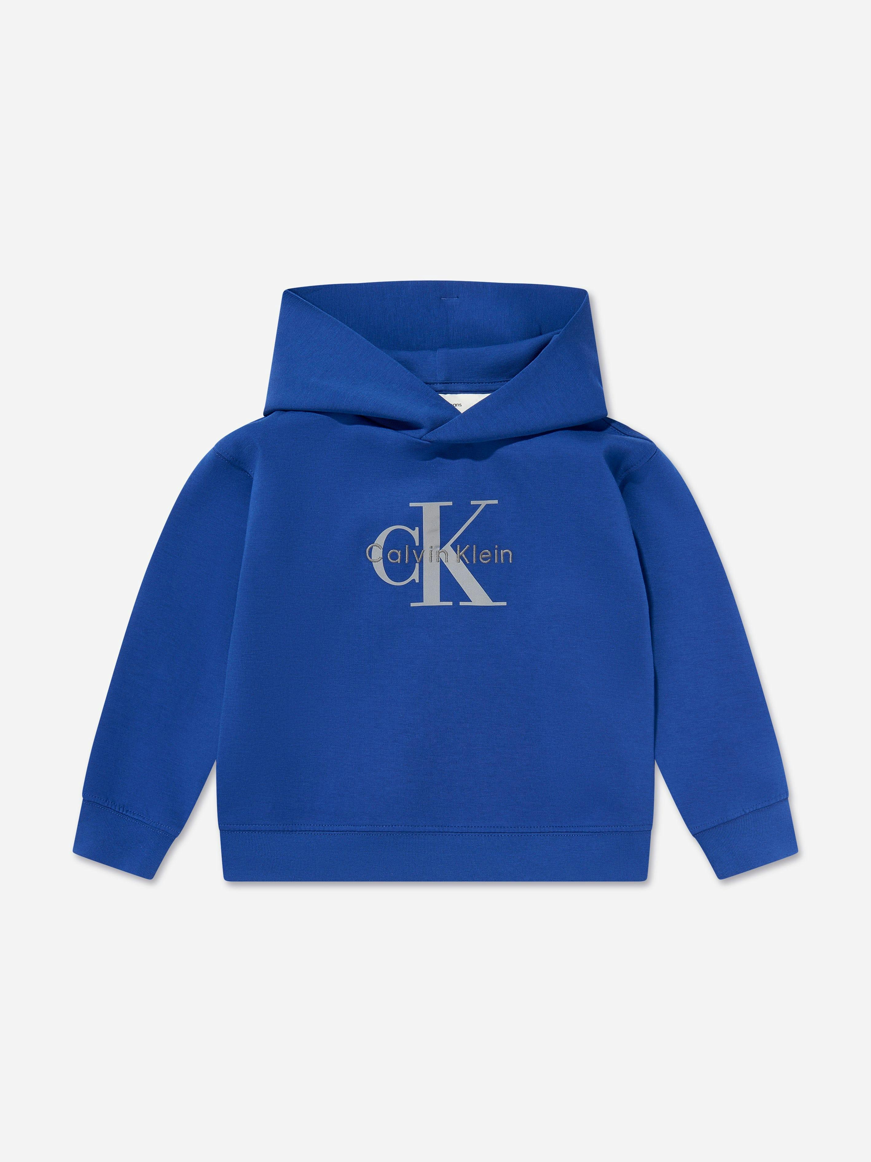Calvin Klein Boys Light/Blue Monologo Hoodie In - 14 Yrs