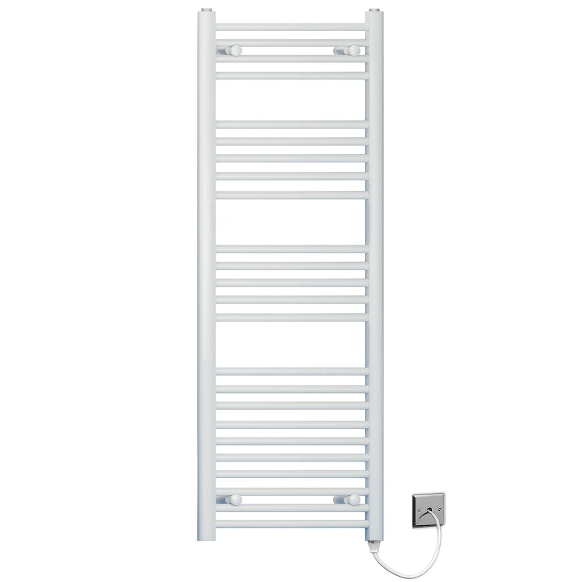 Myhomeware White 400Mm X 1400Mm Electric Pre-Filled Heated Towel Rail Radiator For Bathroom - Standard Element - 19Mm Tube