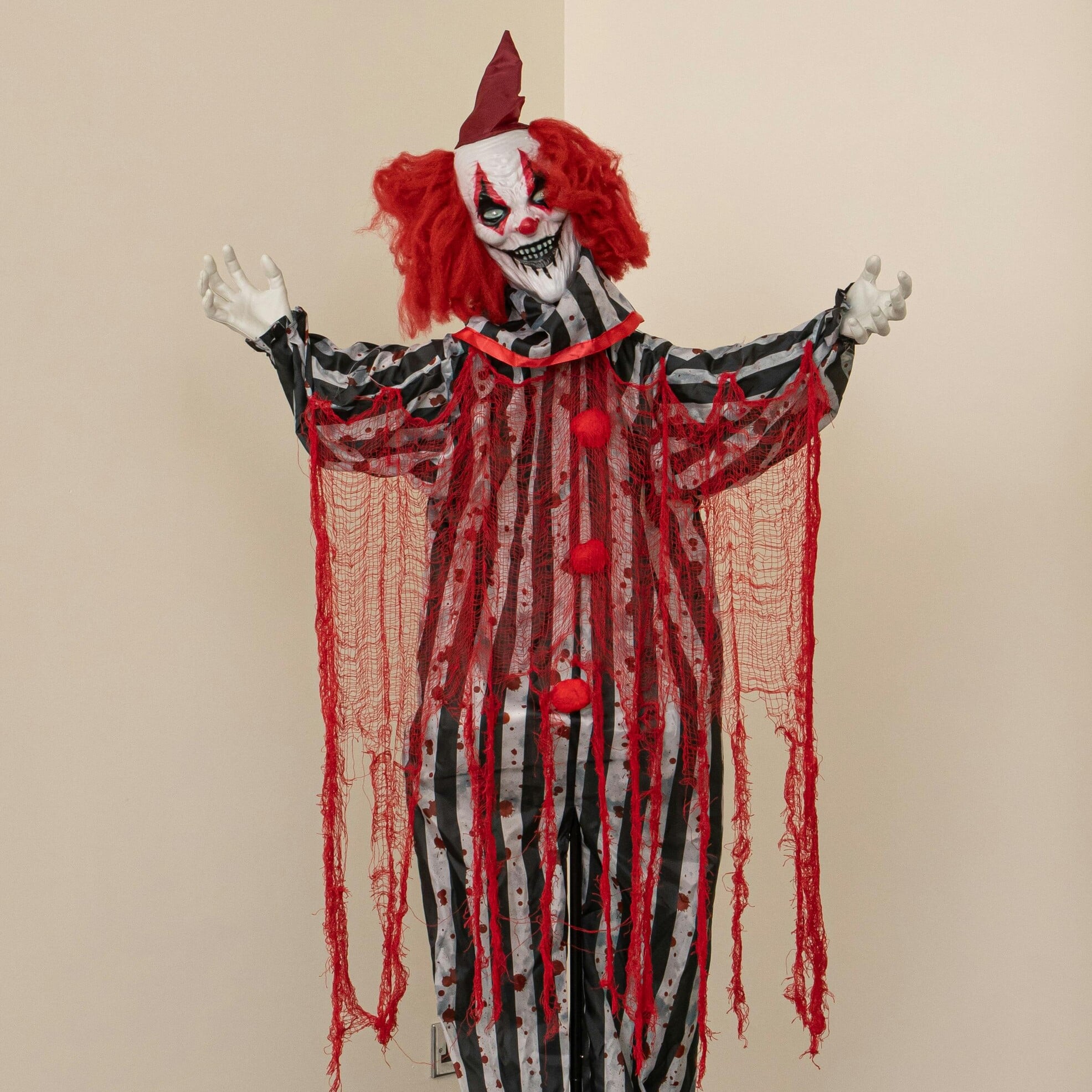 Rackhams Light/Red/Black 1.8M Animated Evil Clown Sound Activated Halloween Decoration With Leds