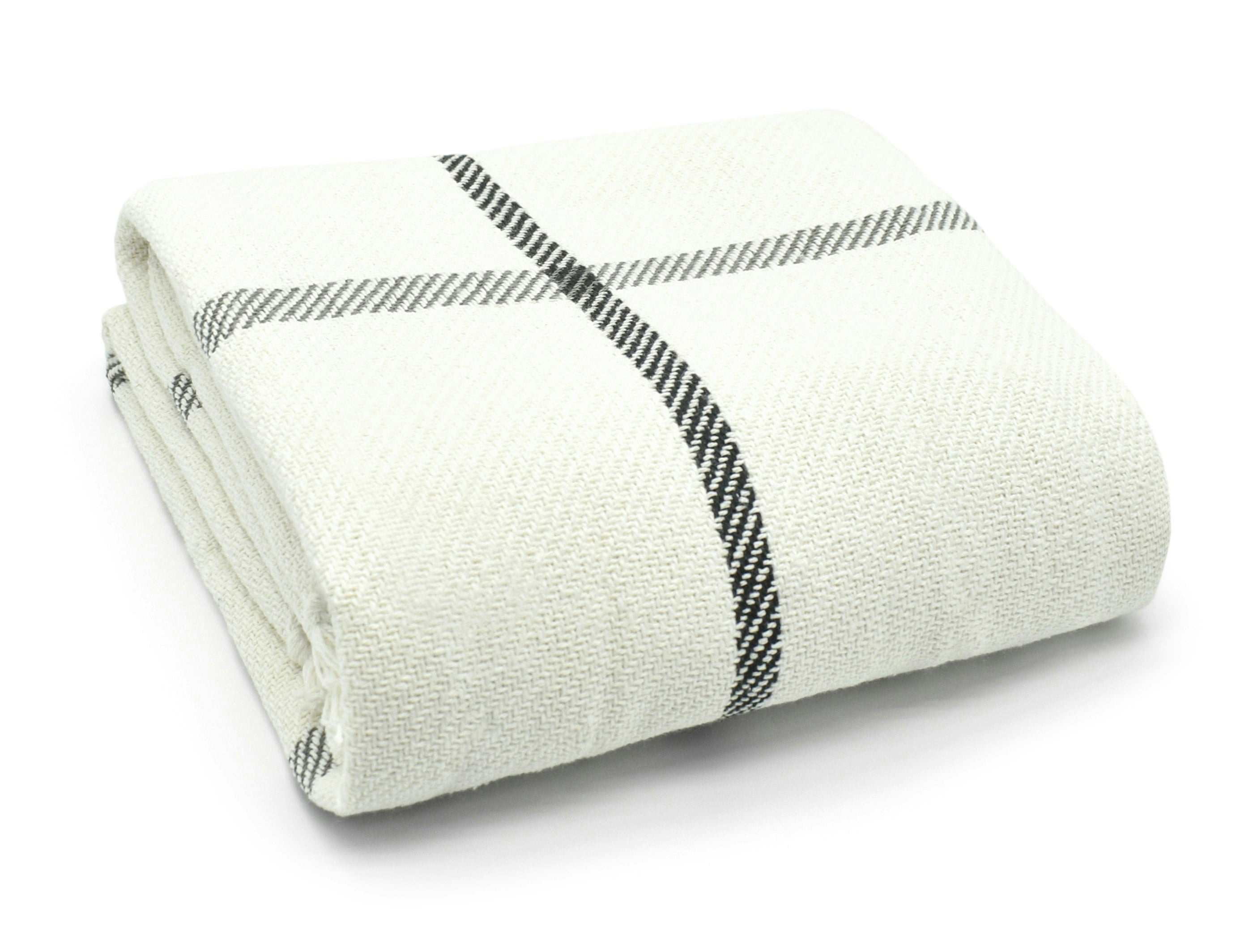 Velosso Cream Check Cotton Tassel Throw - 127Cm X 152Cm