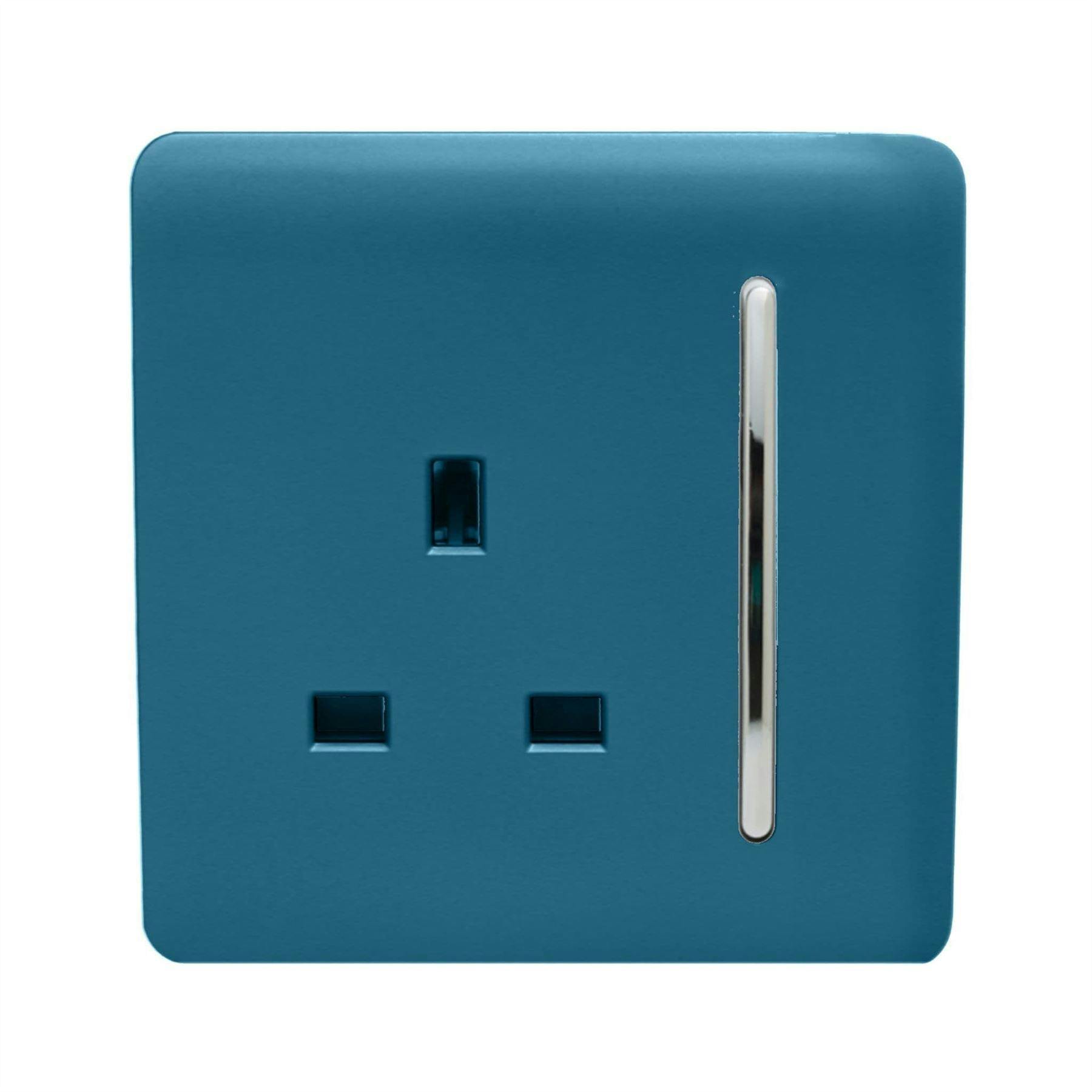Trendi Switch Blue 1 Gang 13 Amp Switched Plug Socket In Ocean