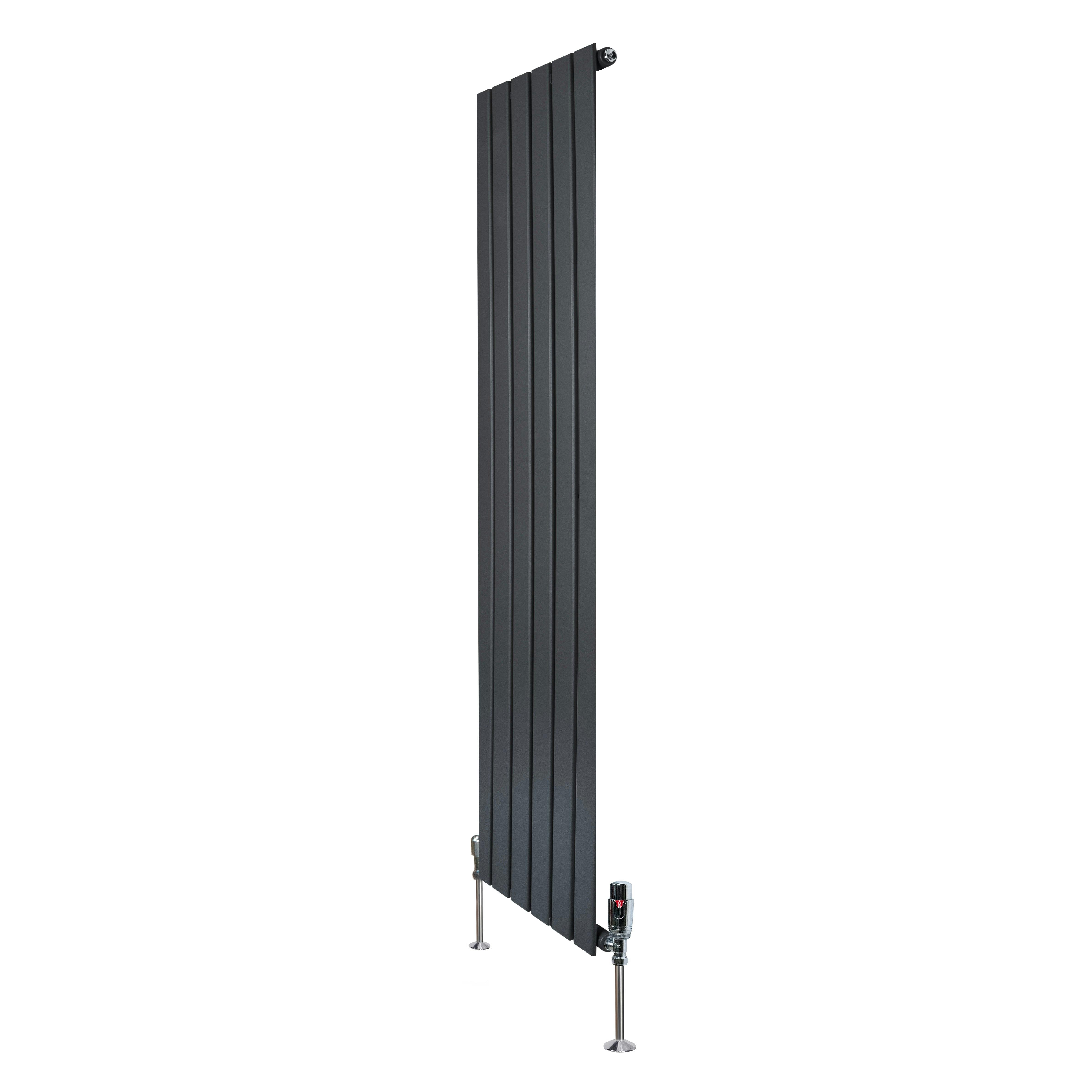 Monstershop Anthracite/Grey Flat Single Column Radiator & Valves – 1600Mm X 420Mm –