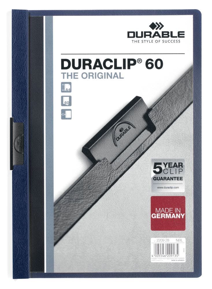 Rackhams Blue Duraclip 60 Sheet Document Clip File Folder | 25 Pack | A4 Midnight