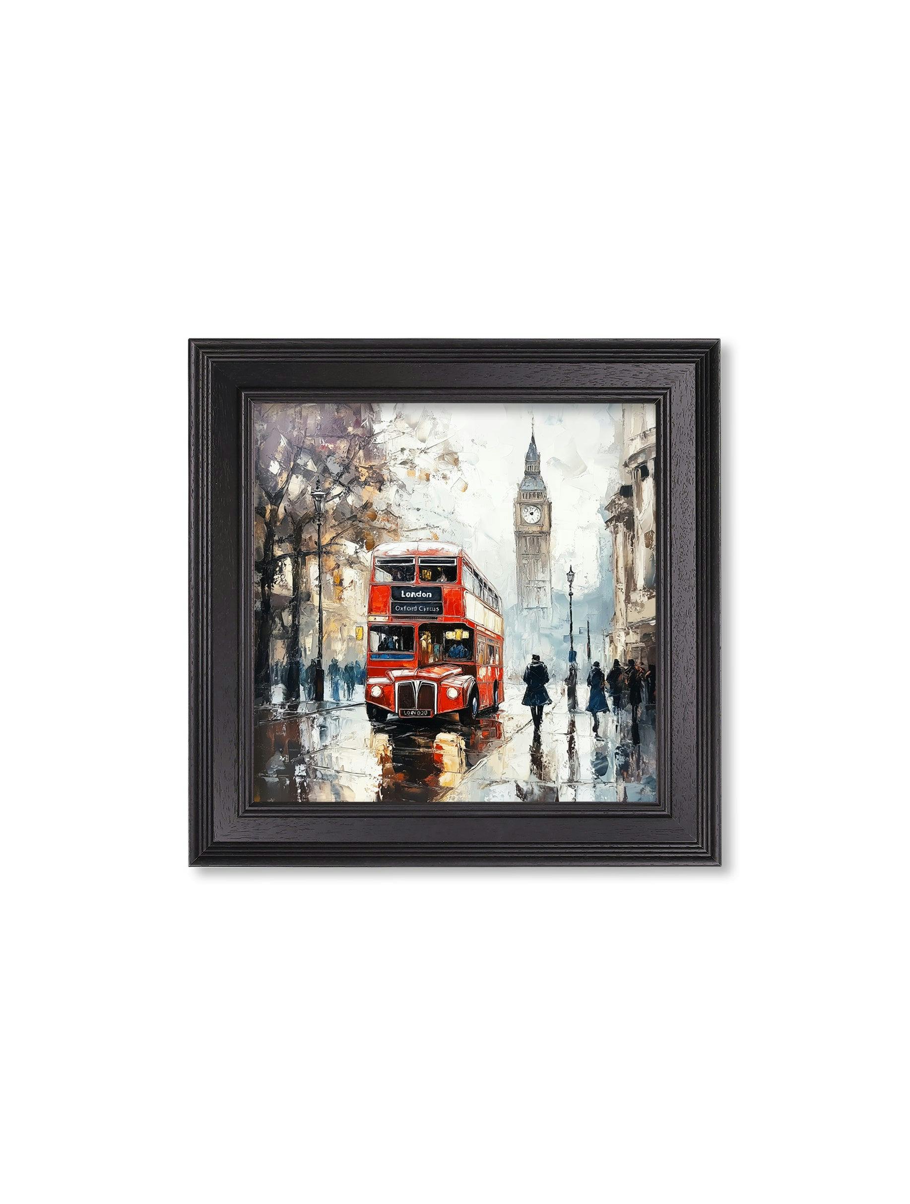 Exceptional Art Black London Bus - Hurstwood Square Frame - 44 X 44Cm